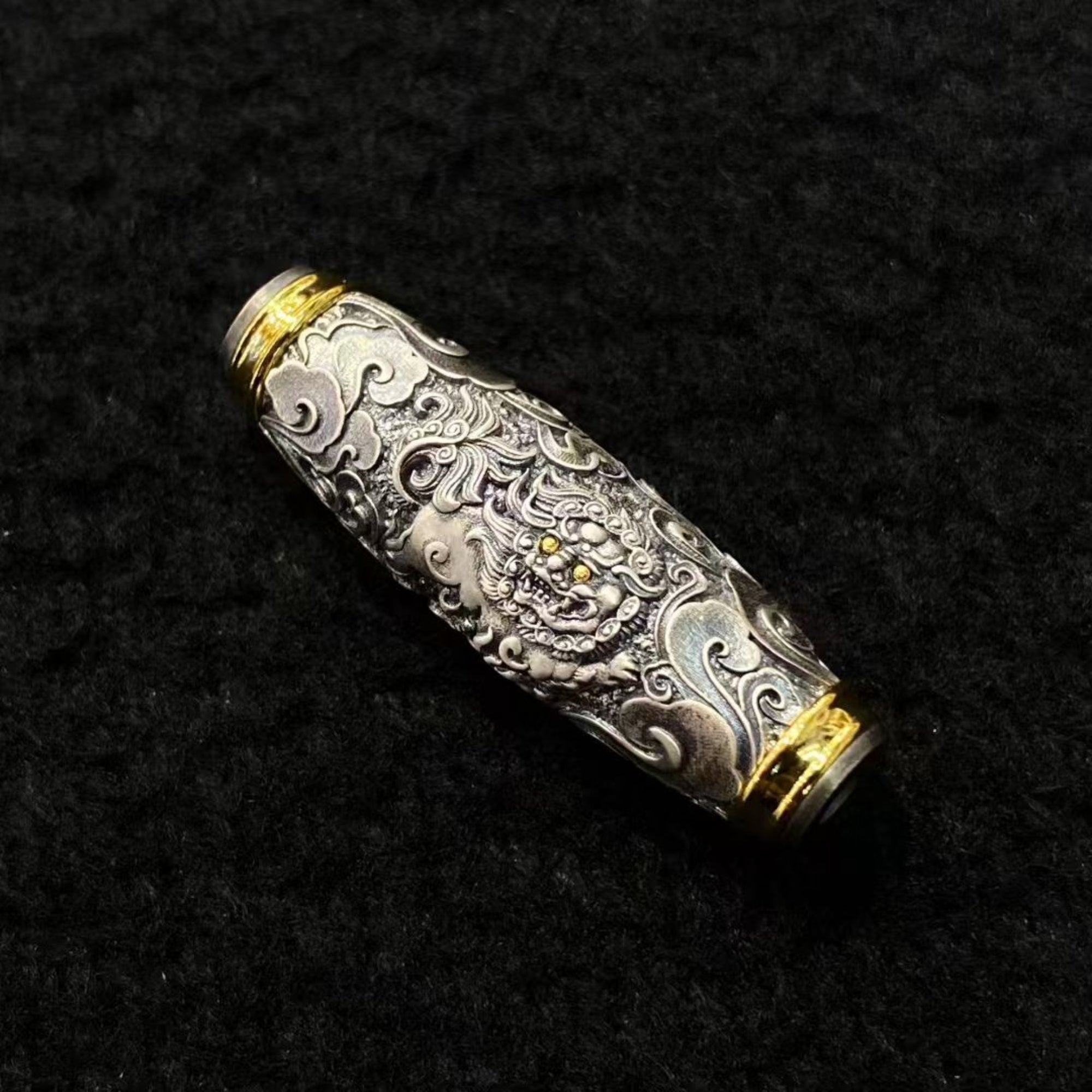 Tibetan Handmade Sterling Silver Snow Lion Amulet Necklace