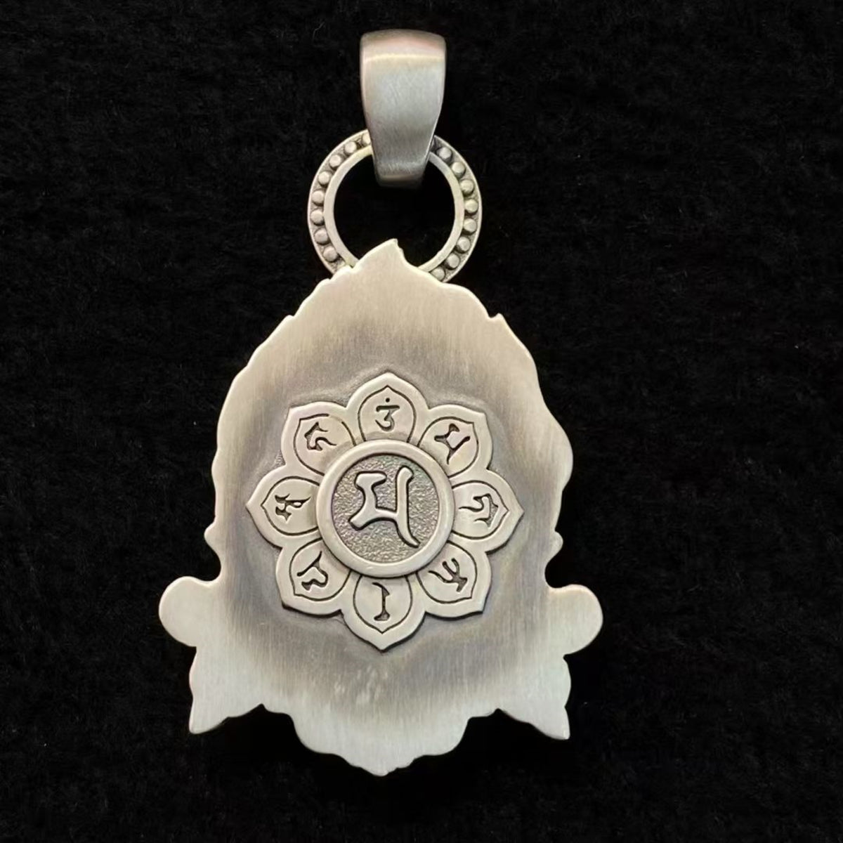 Tibetan Mahakala Guardian Silver Amulet Necklace