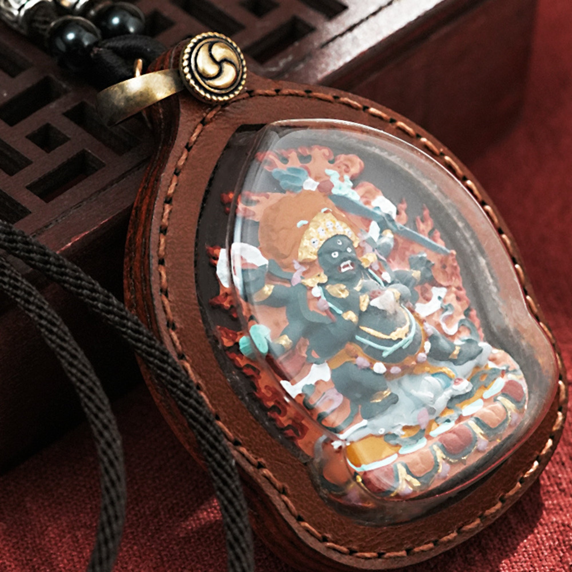 Tibetan Mahakala Thangka Gawu Box Amulet Necklace