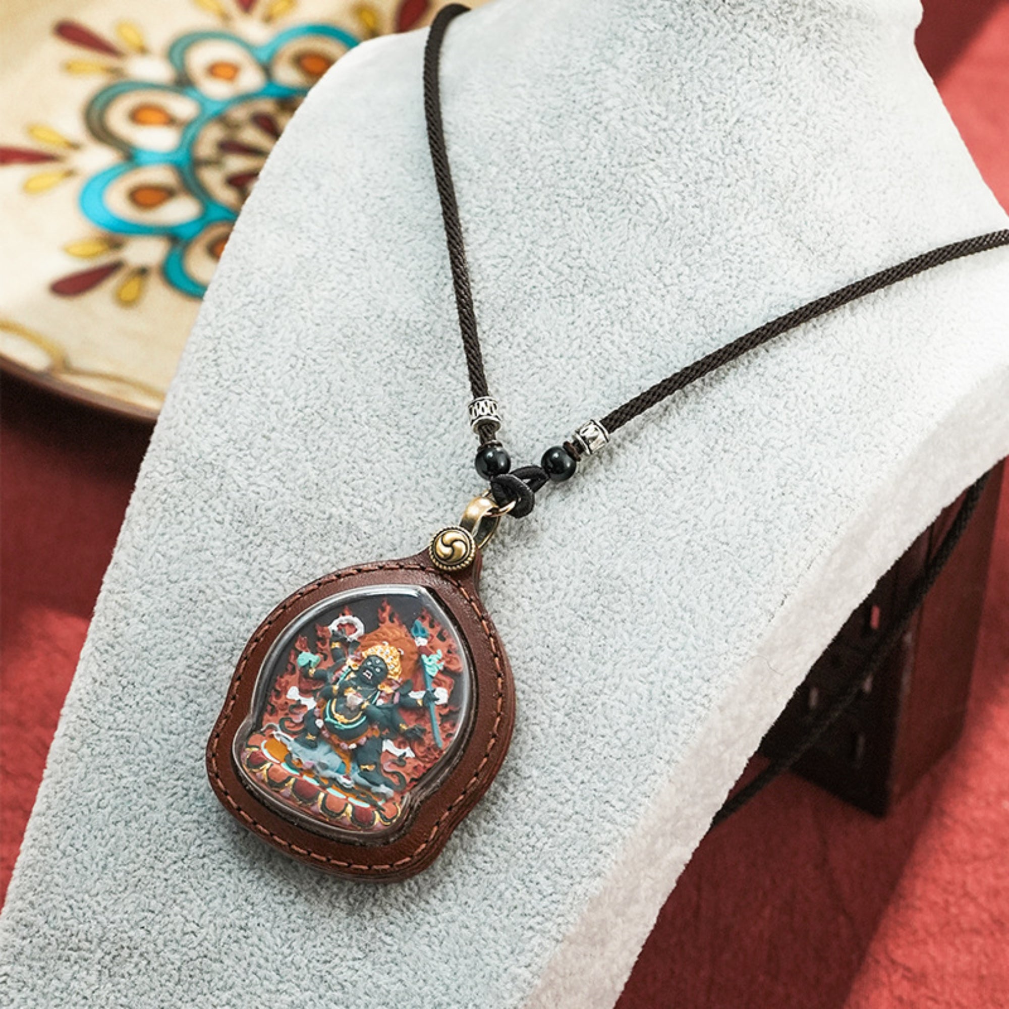 Tibetan Mahakala Thangka Gawu Box Amulet Necklace