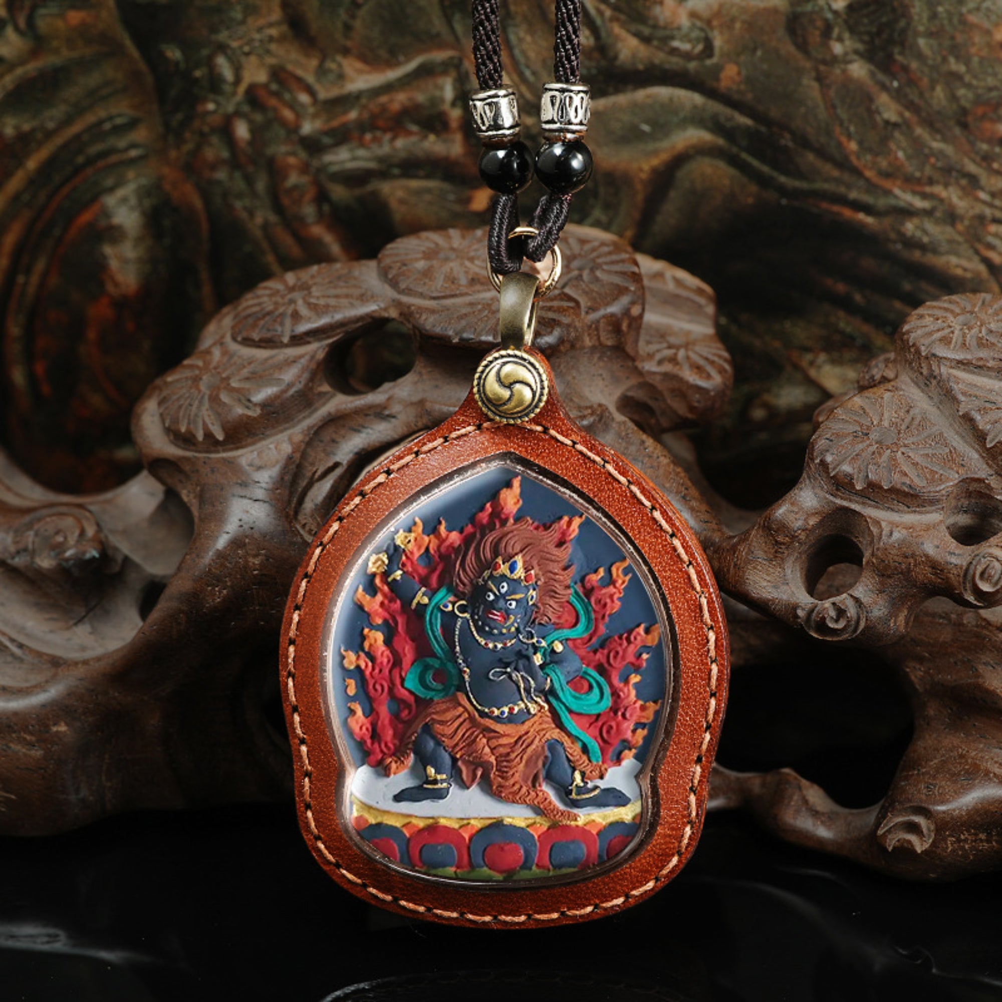 Tibetan Mahakala Thangka Gawu Box Amulet Necklace