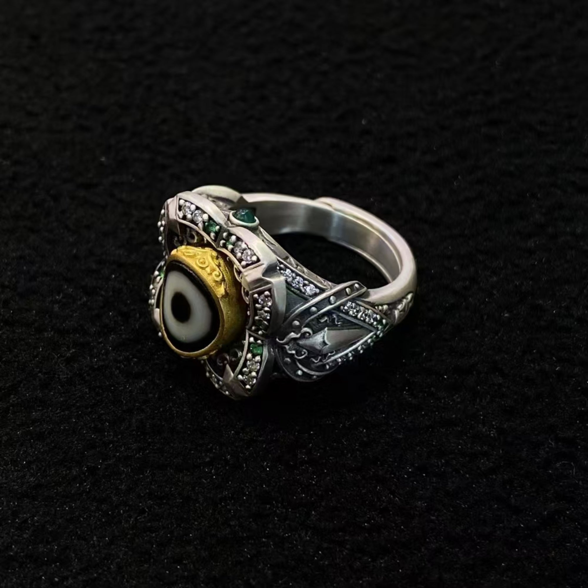 Tibetan Manjushri Dzi Silver Ring