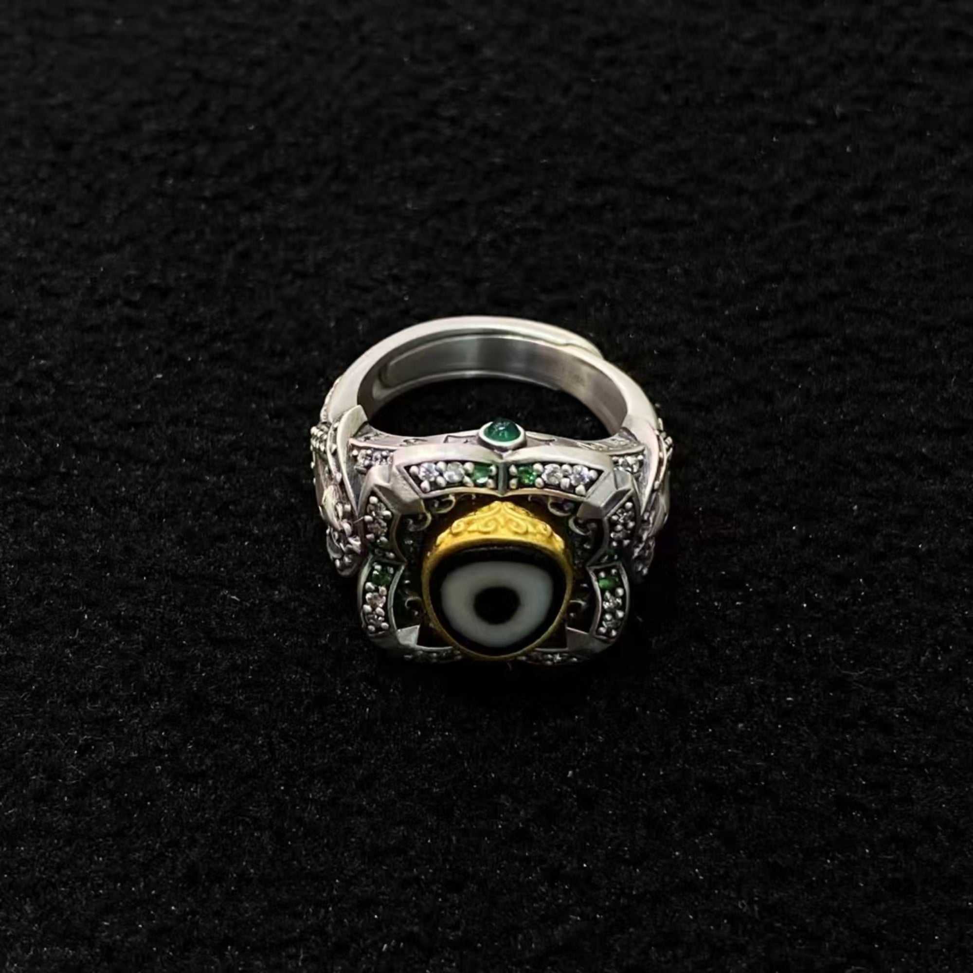 Tibetan Manjushri Dzi Silver Ring