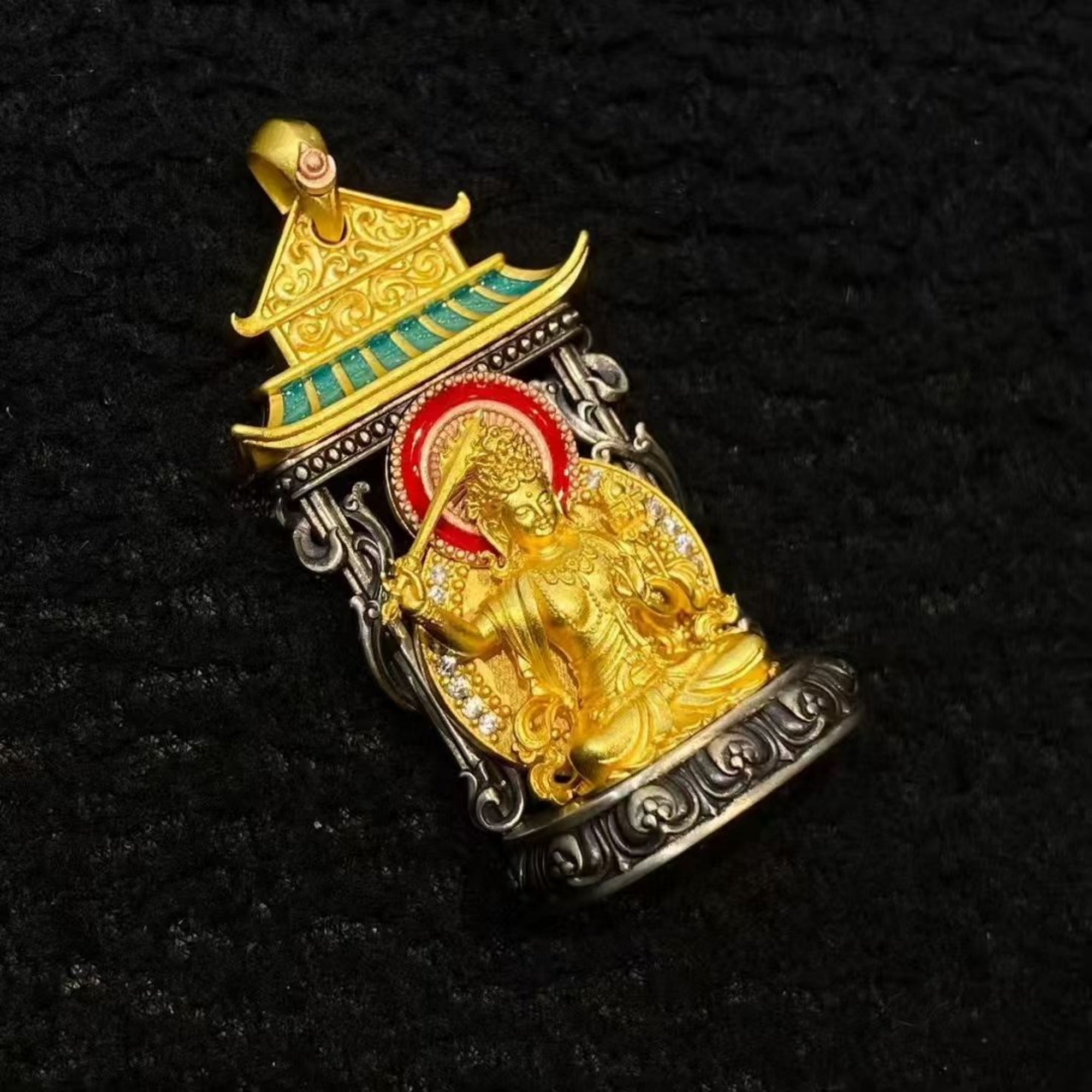 Tibetan Manjushri Shrine Pendant Necklace