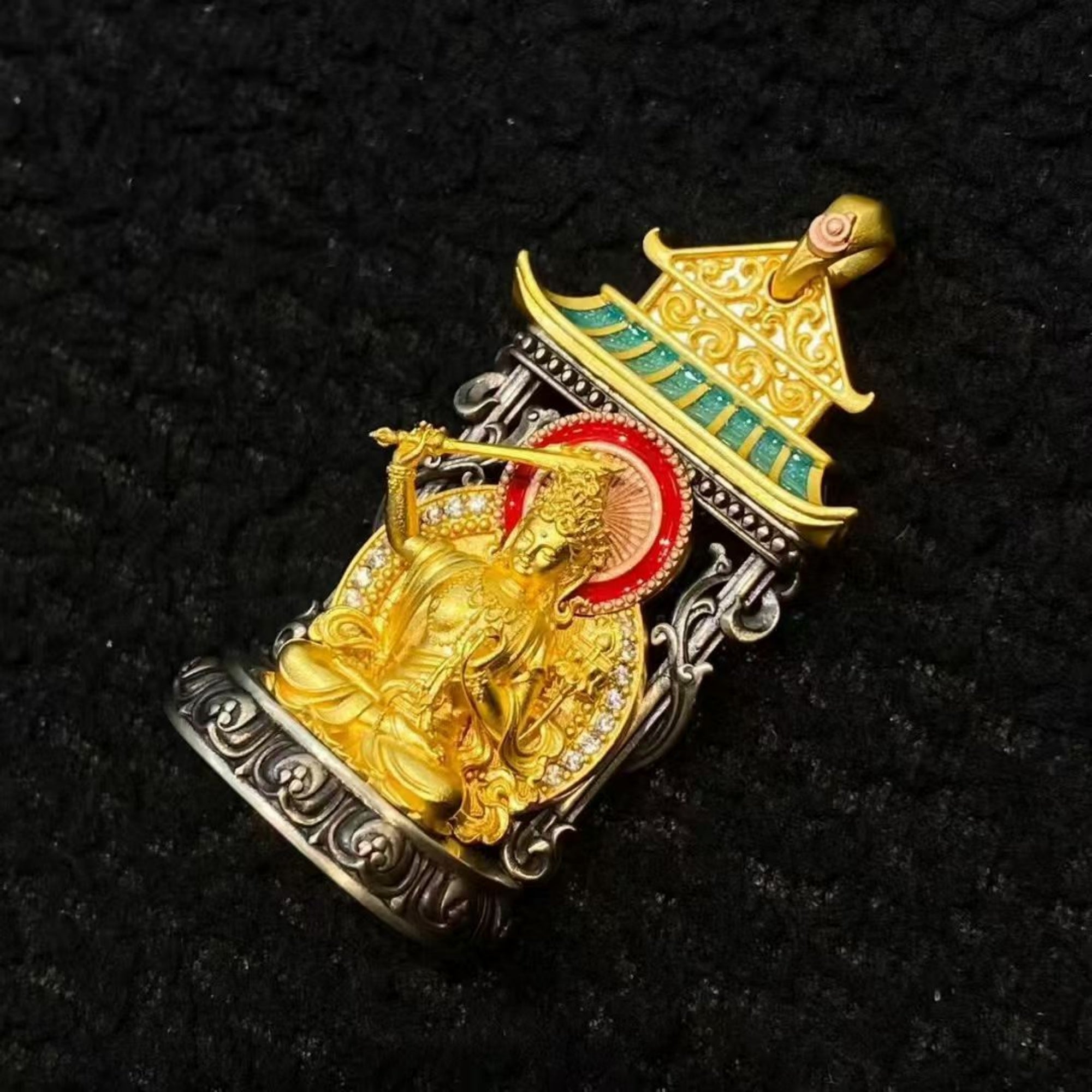 Tibetan Manjushri Shrine Pendant Necklace