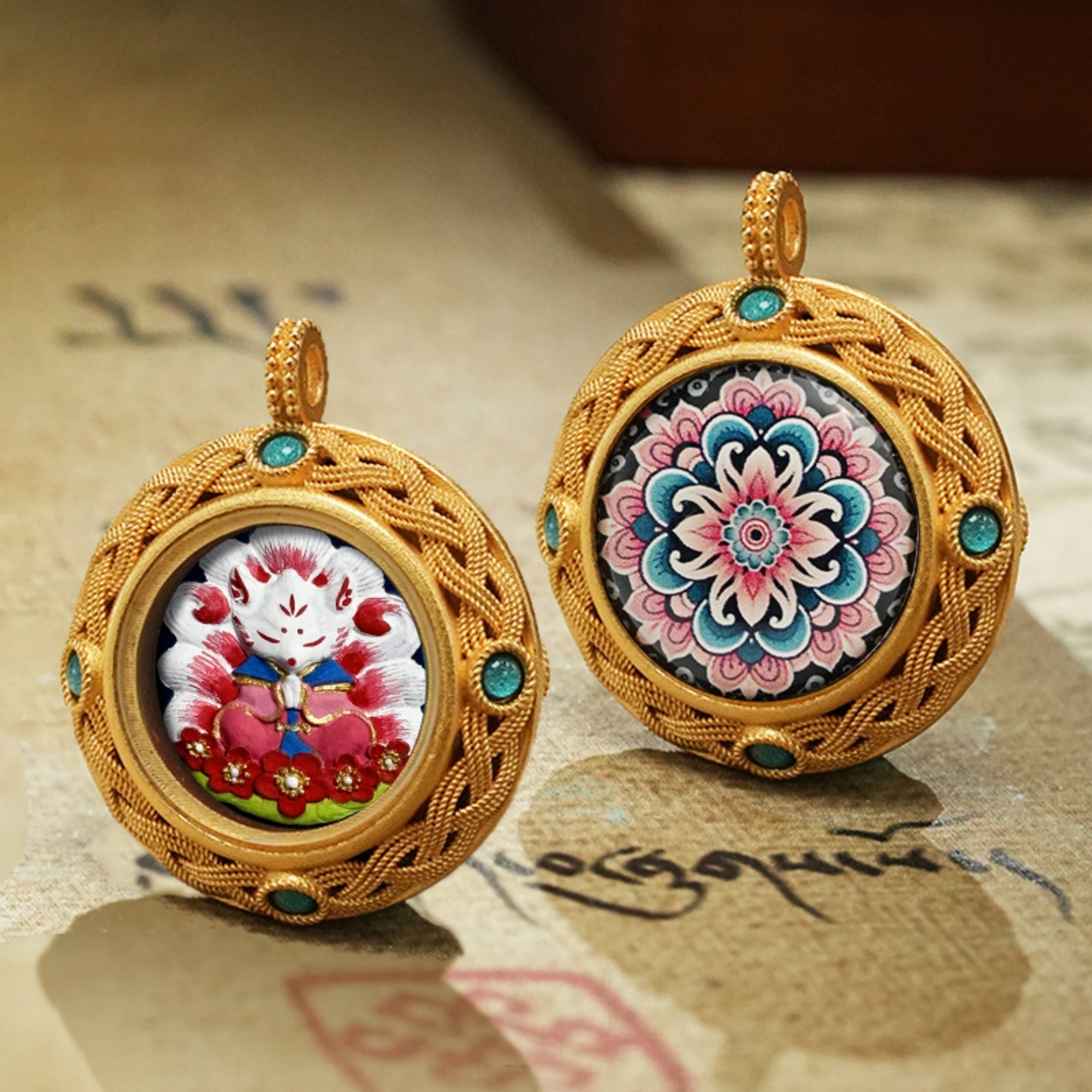 Tibetan Om Mani Padme Hum Thangka Pendant Necklace