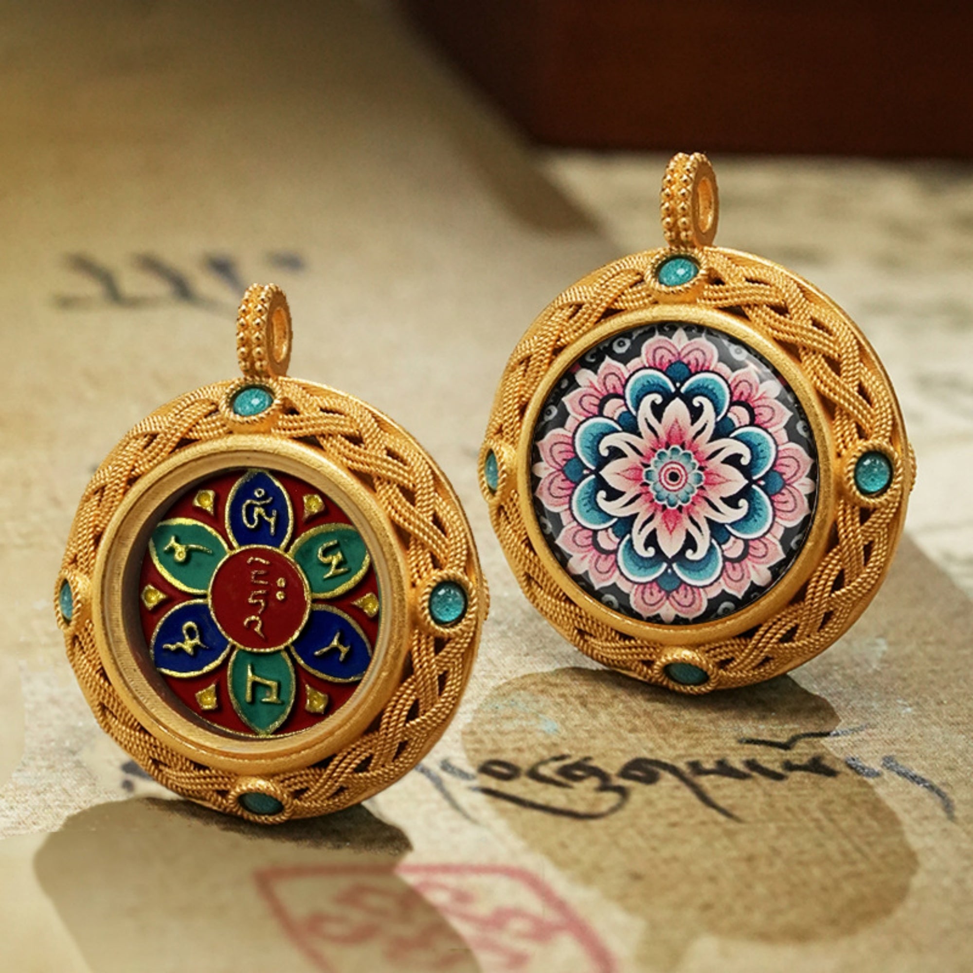 Tibetan Om Mani Padme Hum Thangka Pendant Necklace