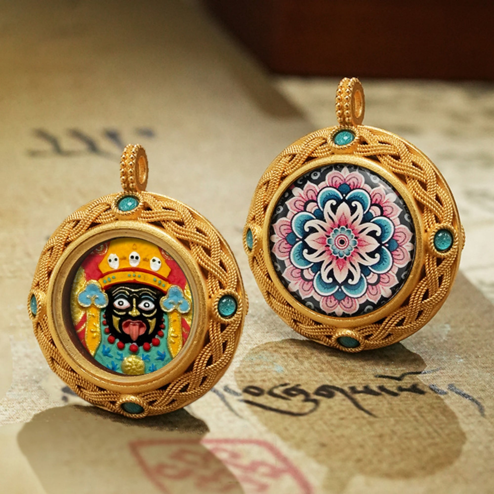 Tibetan Om Mani Padme Hum Thangka Pendant Necklace