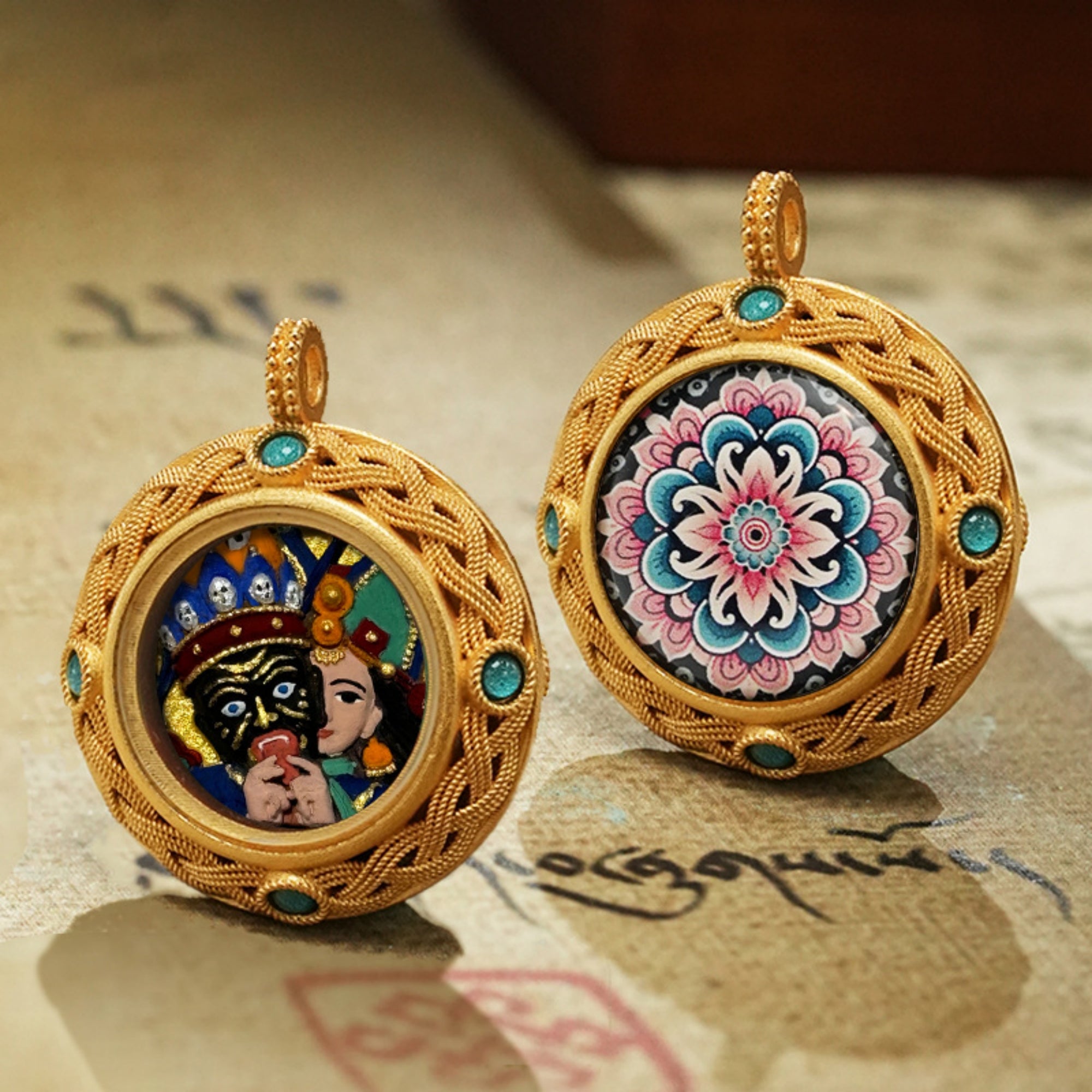 Tibetan Om Mani Padme Hum Thangka Pendant Necklace
