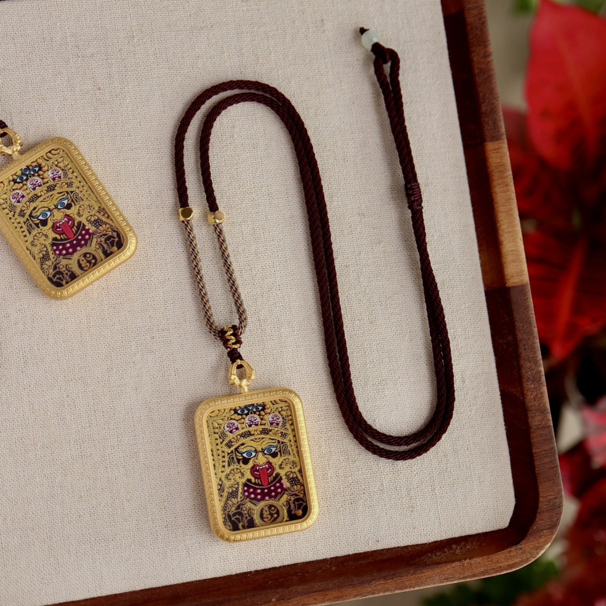 Tibetan Potala Palace Zakiram Thangka Pendant Necklace with Tenfold Auspicious Symbol