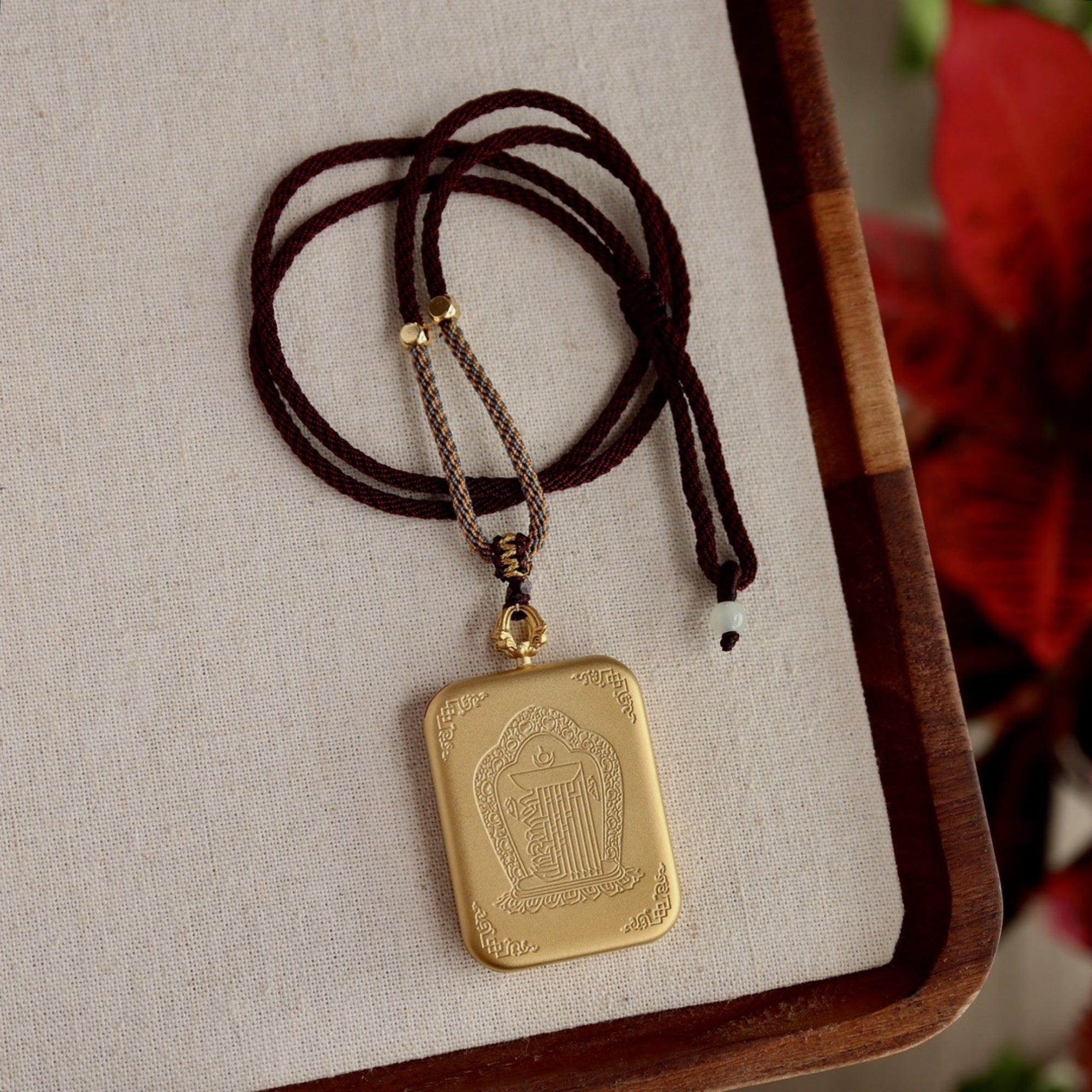 Tibetan Potala Palace Zakiram Thangka Pendant Necklace with Tenfold Auspicious Symbol