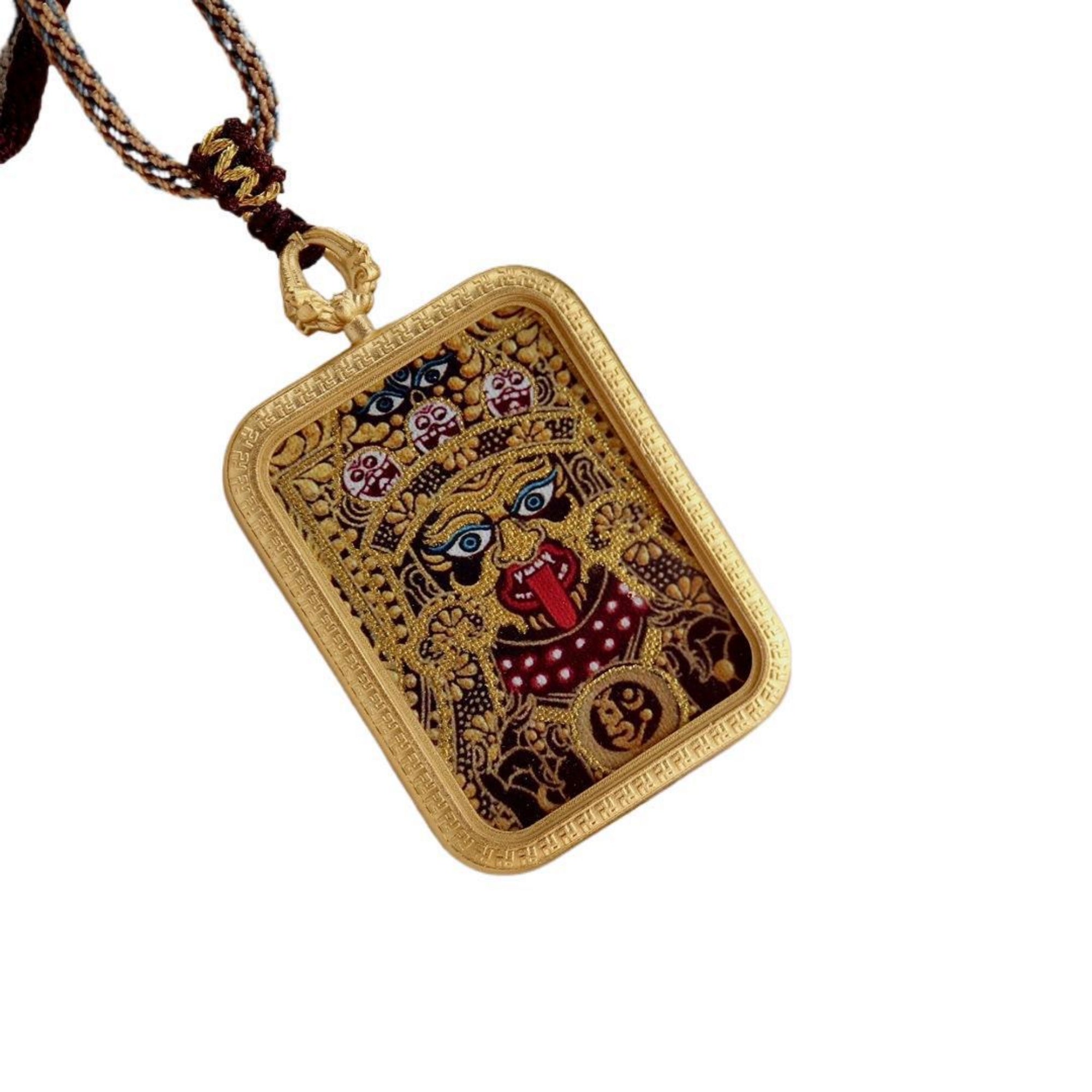 Tibetan Potala Palace Zakiram Thangka Pendant Necklace with Tenfold Auspicious Symbol