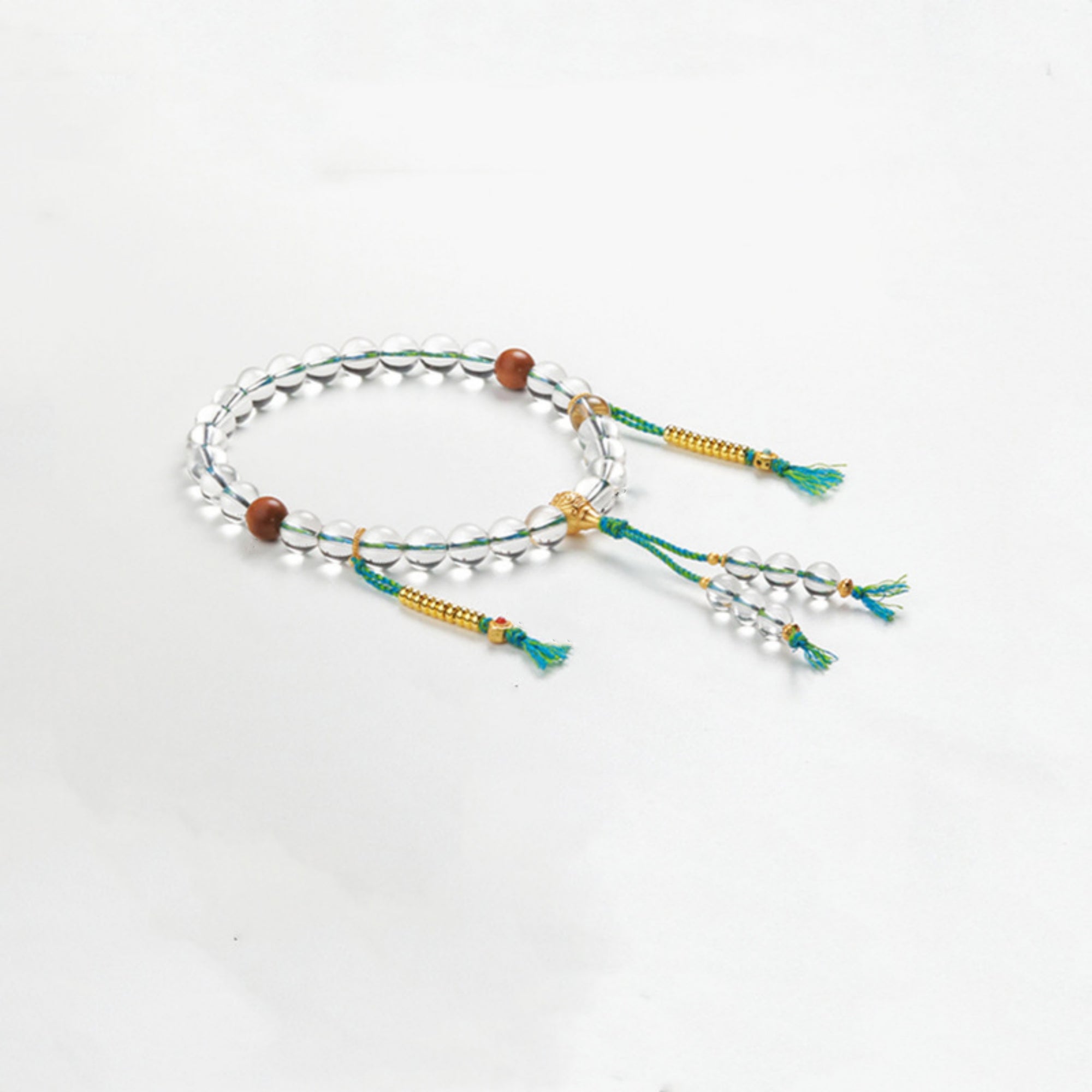 Tibetan Sandalwood and White Crystal Bead Bracelet