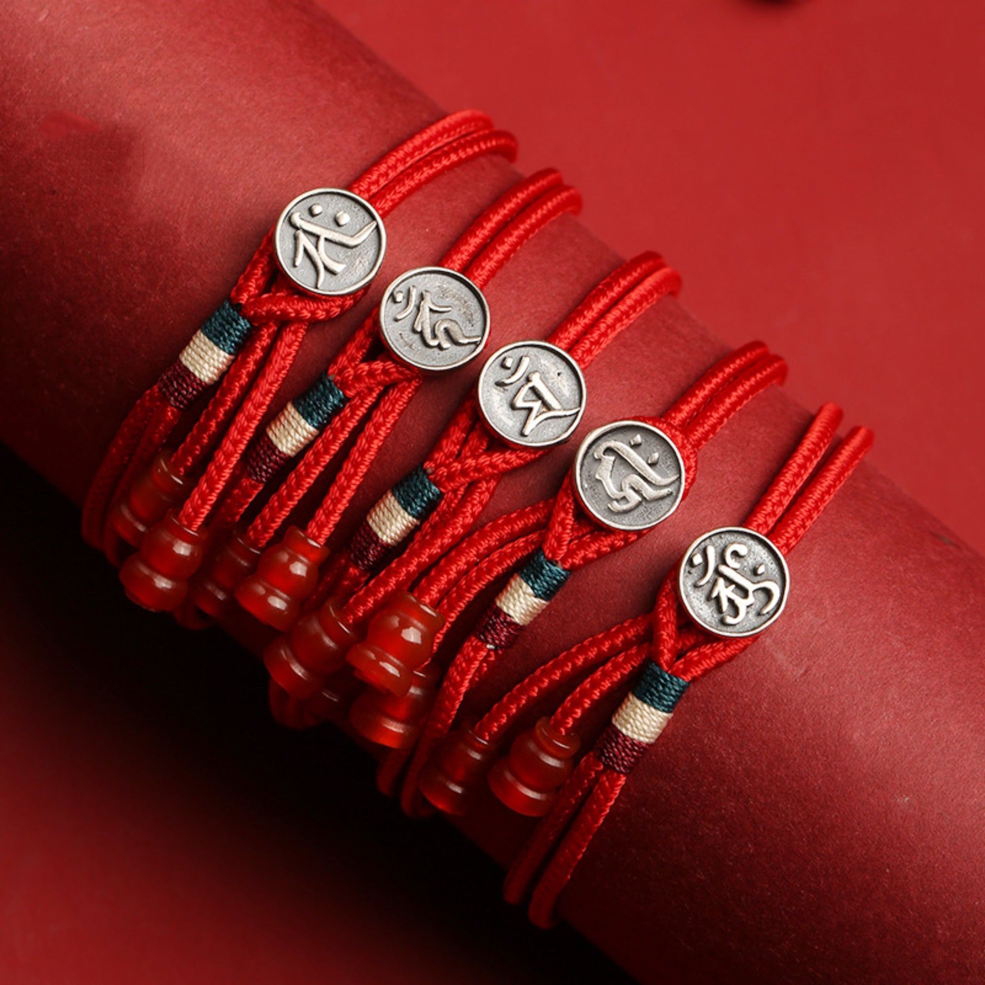 Tibetan Sterling Silver 12 Zodiac Protection Bracelet
