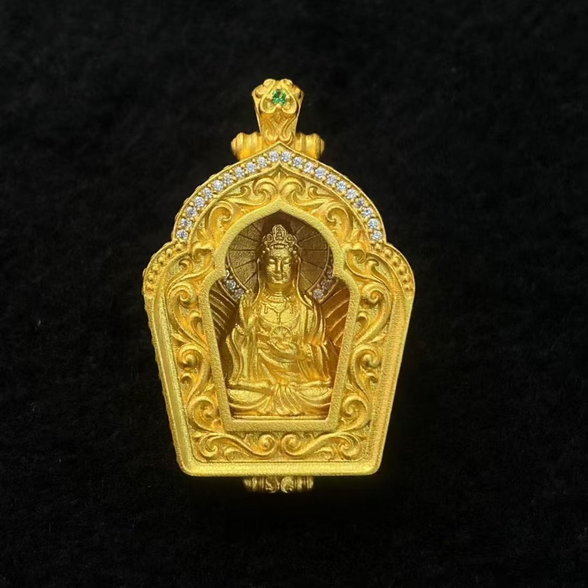 Tibetan Sterling Silver Avalokiteshvara Gawu Box Pendant