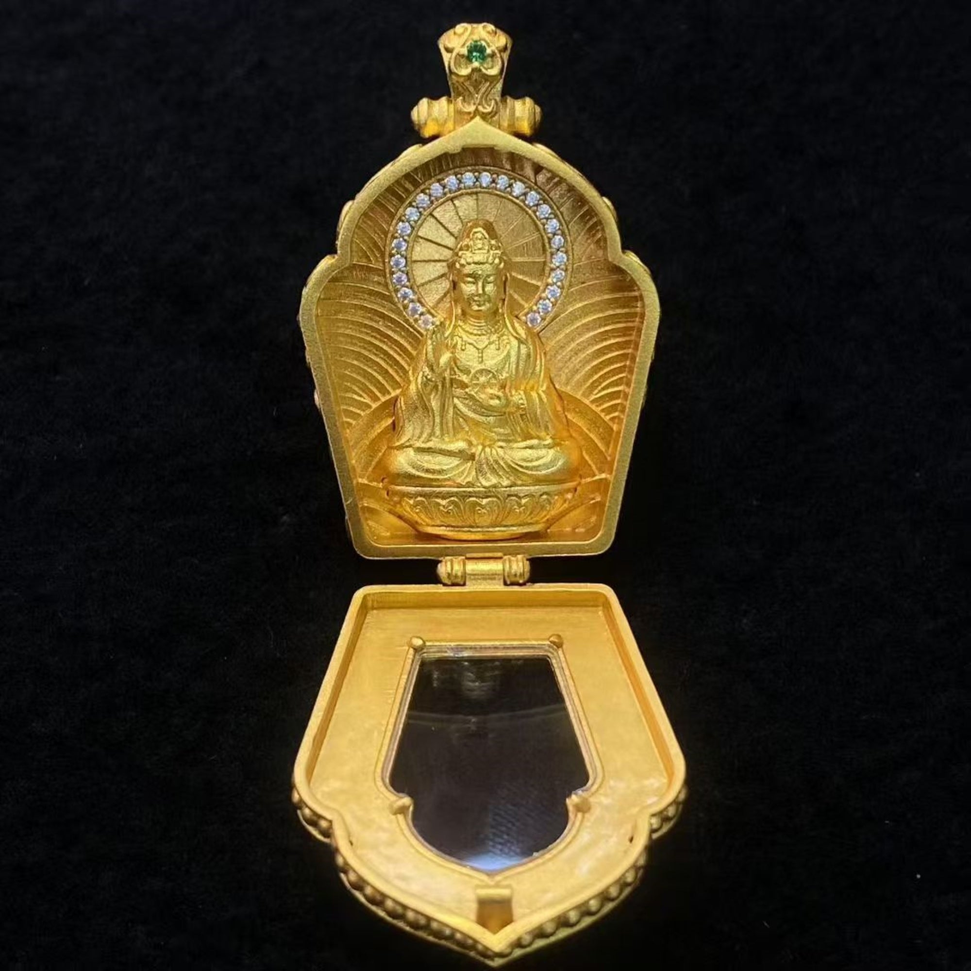 Tibetan Sterling Silver Avalokiteshvara Gawu Box Pendant
