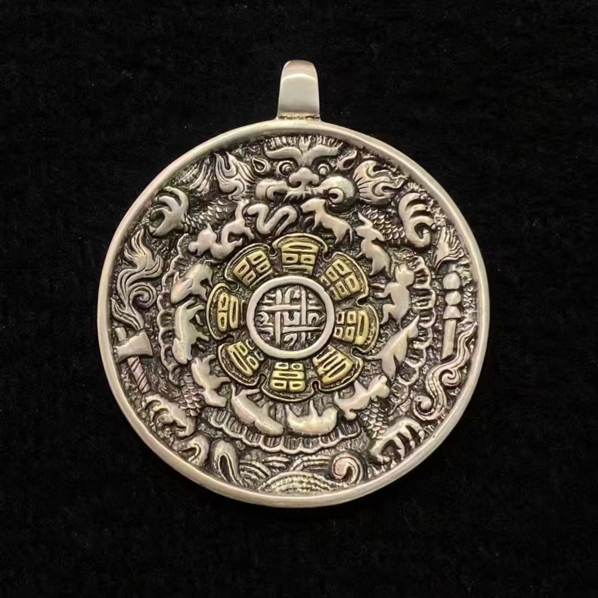 Tibetan Sterling Silver Nine-Palace Bagua Talisman