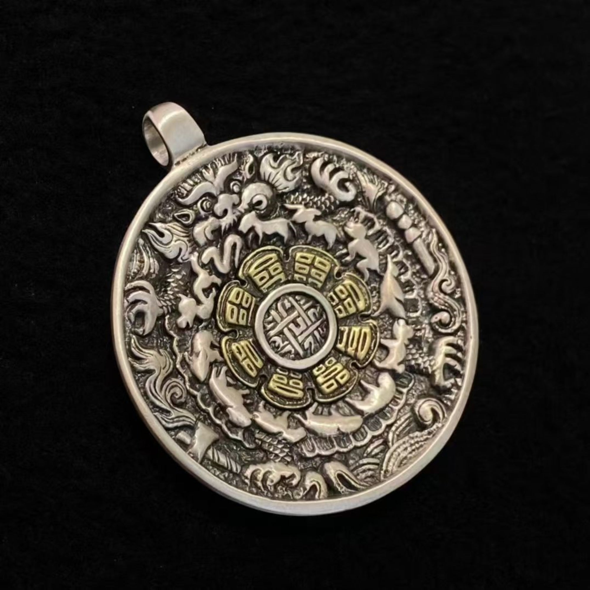 Tibetan Sterling Silver Nine-Palace Bagua Talisman
