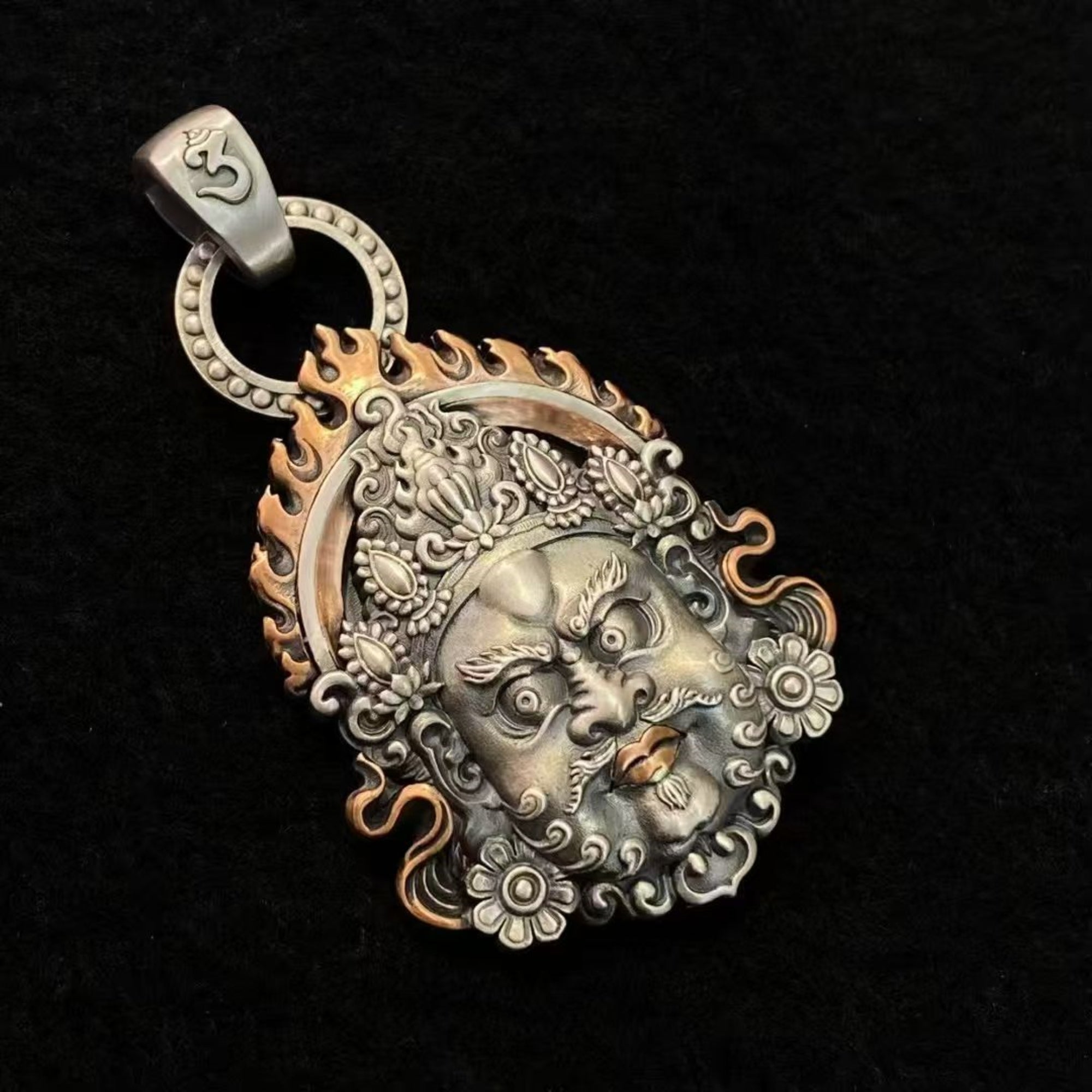 Tibetan Sterling Silver Wealth Deity Amulet Necklace