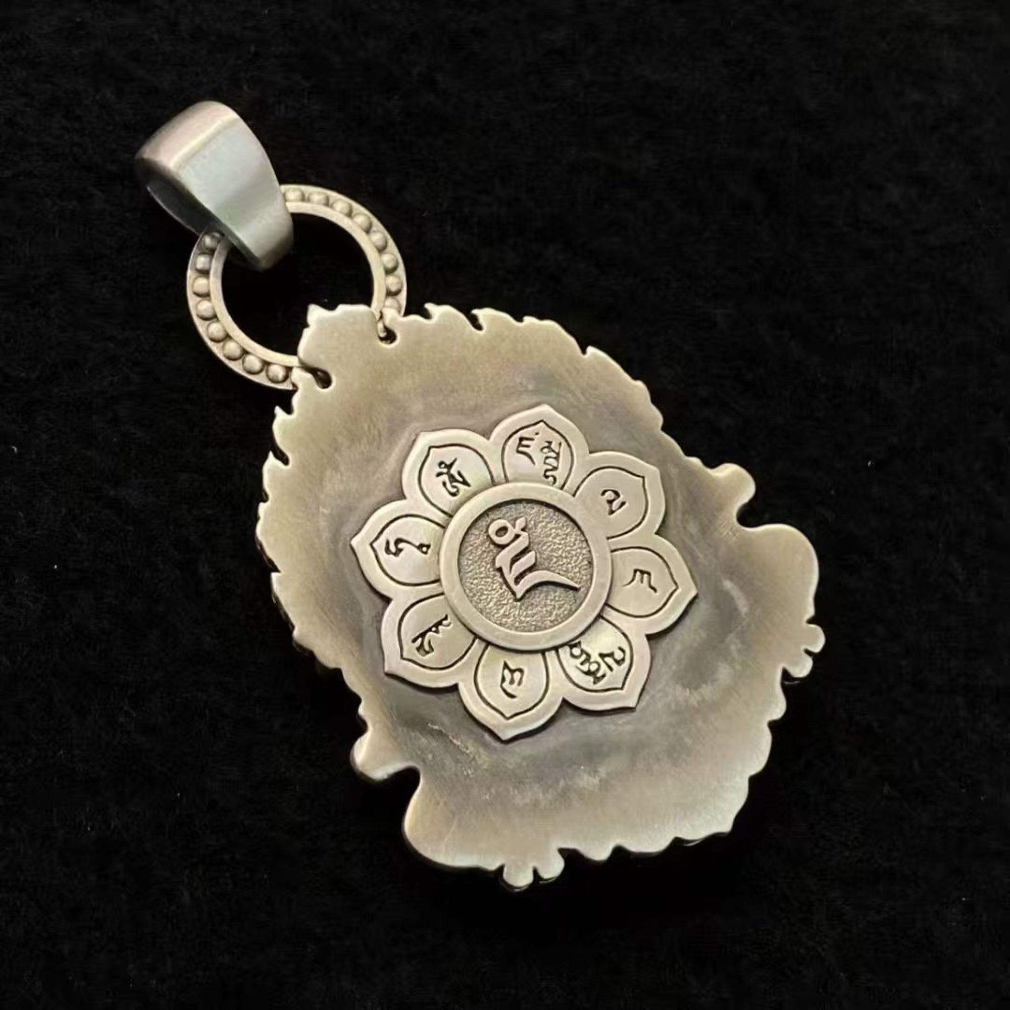 Tibetan Sterling Silver Wealth Deity Amulet Necklace