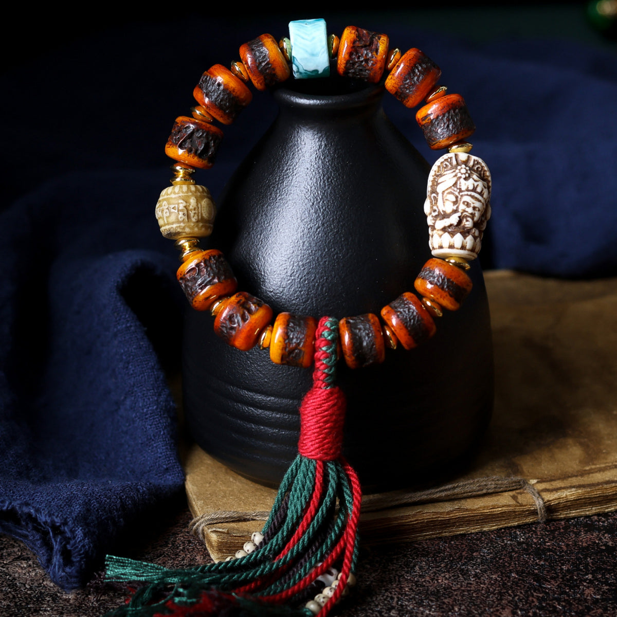 Tibetan Yak Bone Carved Zakiram Bracelet