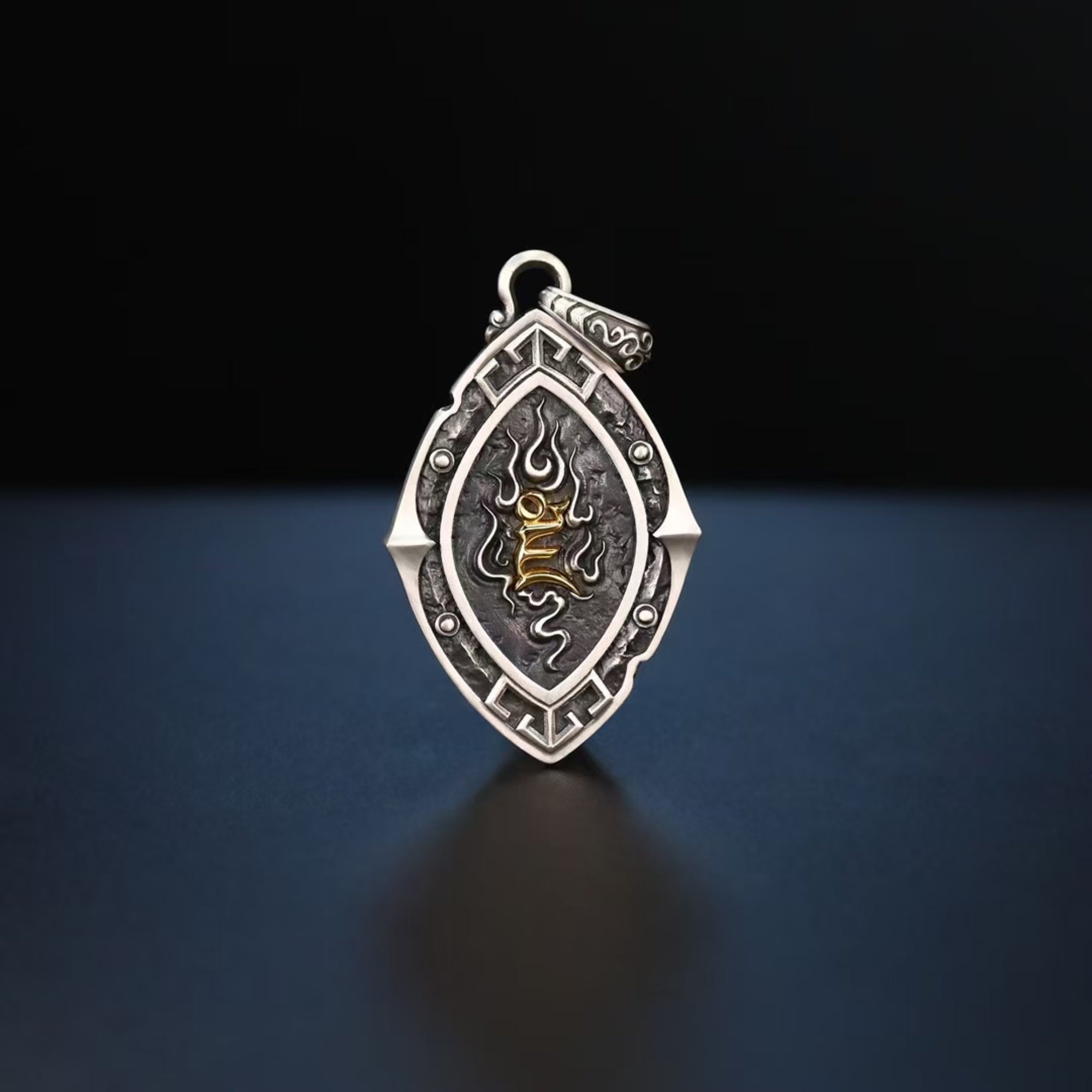 Tibetan Yellow Jambhala Gaze Silver Pendant Necklace