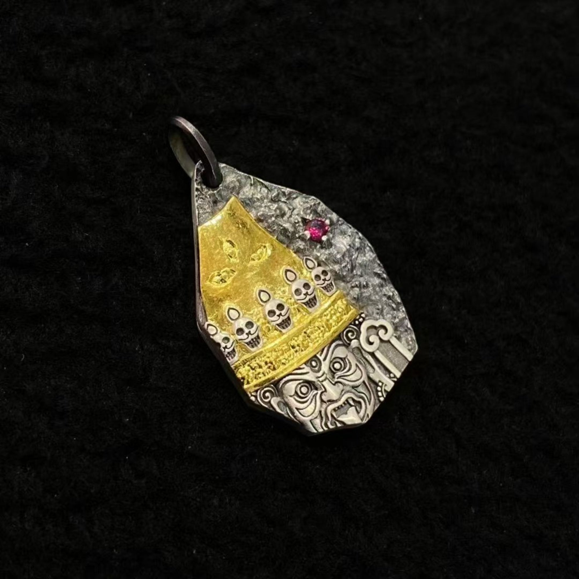 Tibetan Zakiram (Wealth Goddess) Sterling Silver Talisman Pendant Necklace