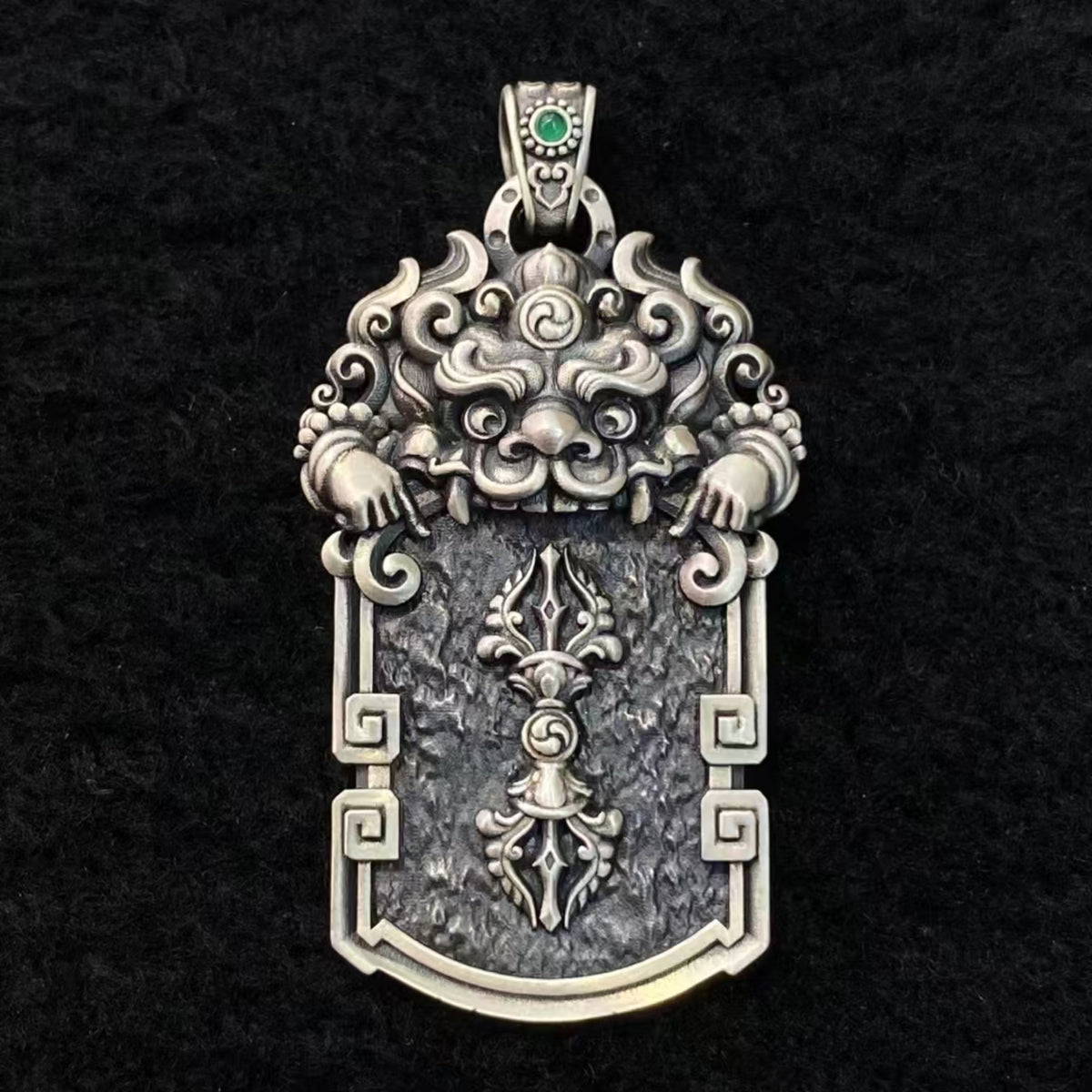 Tibetan Zhibazha & Vajra Silver Amulet Necklace