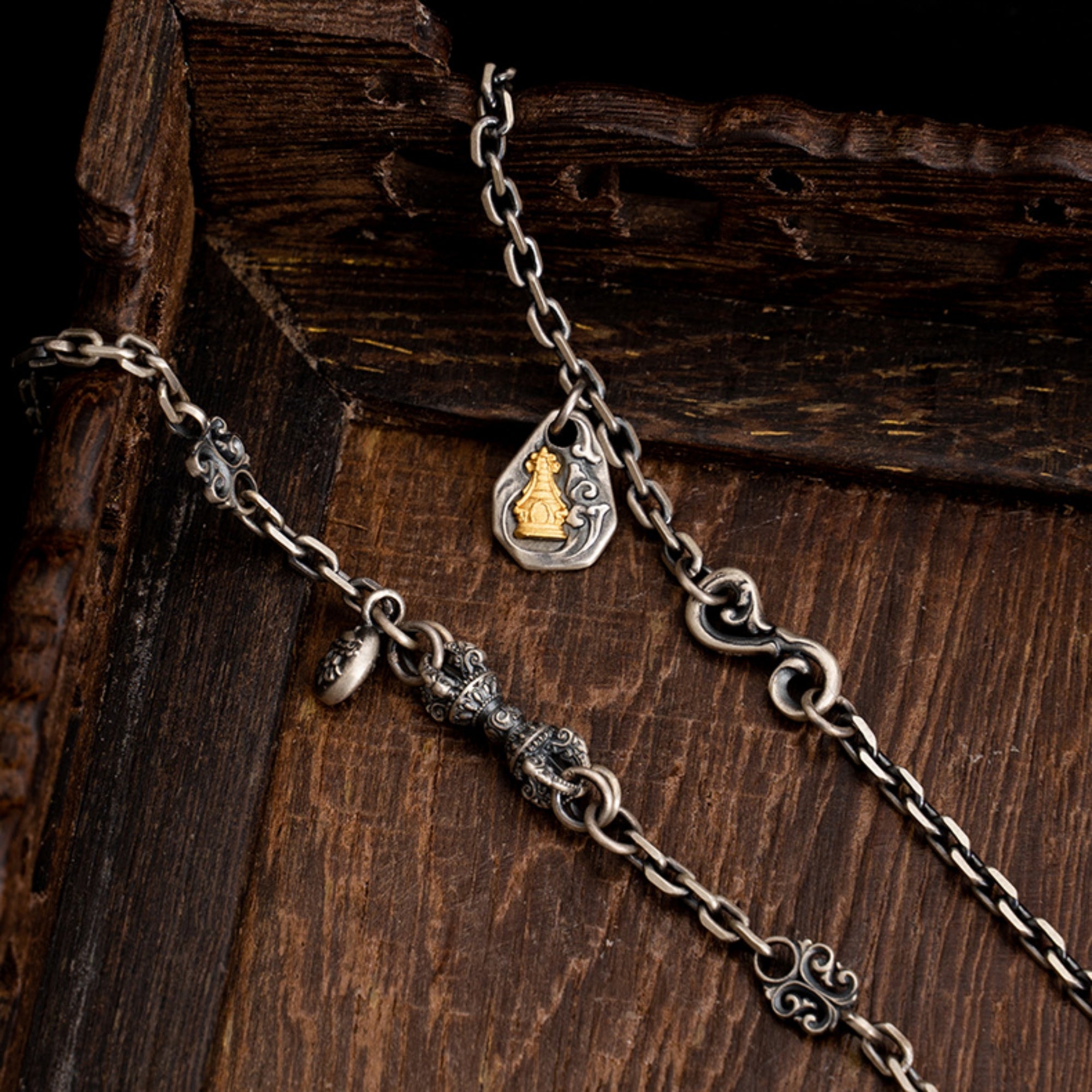 Vajra Sterling Silver Tibetan Buddhist Necklace