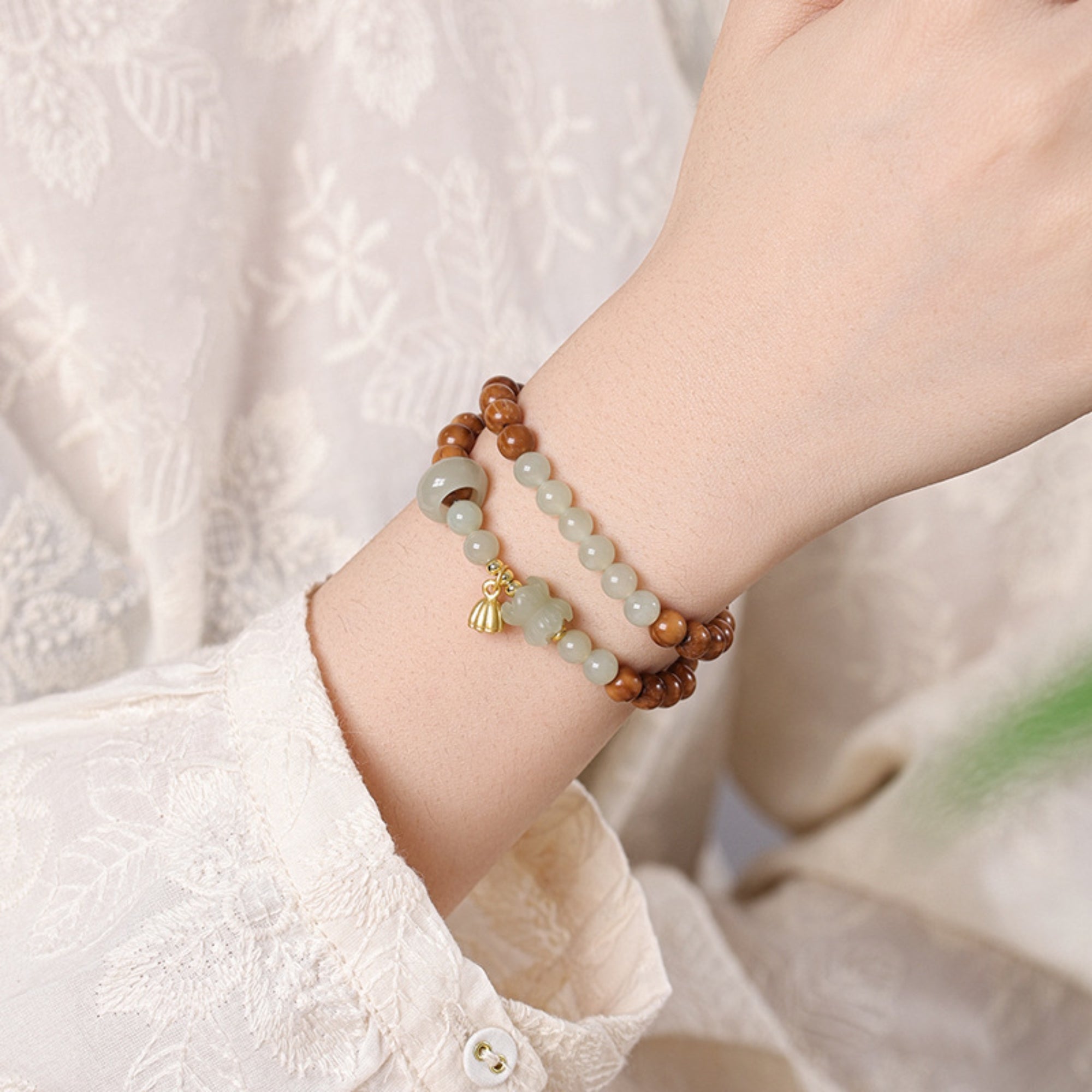 Zen Harmony Hetian Jade & Bodhi Mala Bracelet