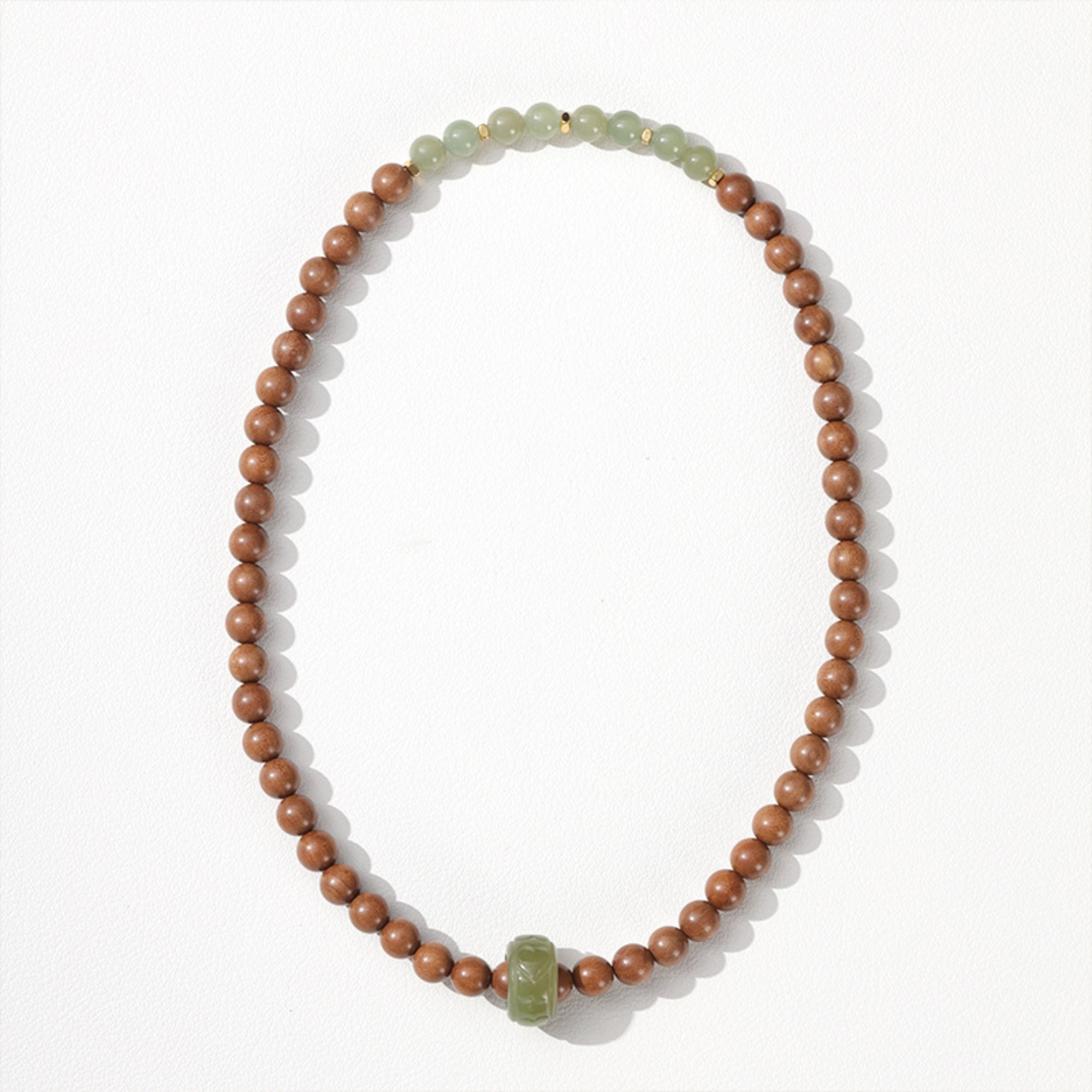 Zen Harmony Hetian Jade & Sandalwood Mala Bracelet