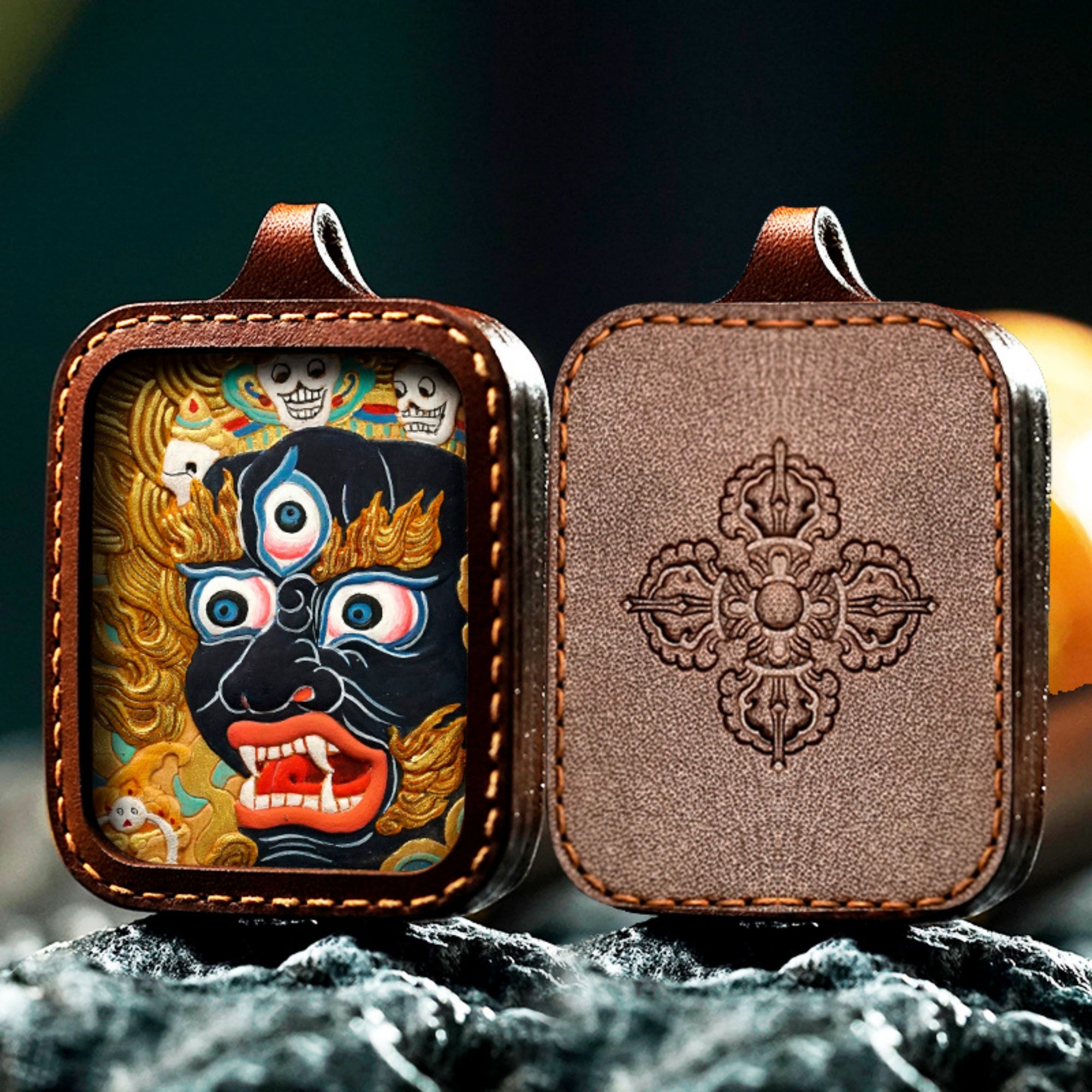 QiLing Aura Handcrafted Zakiram Thangka Pendant Necklace