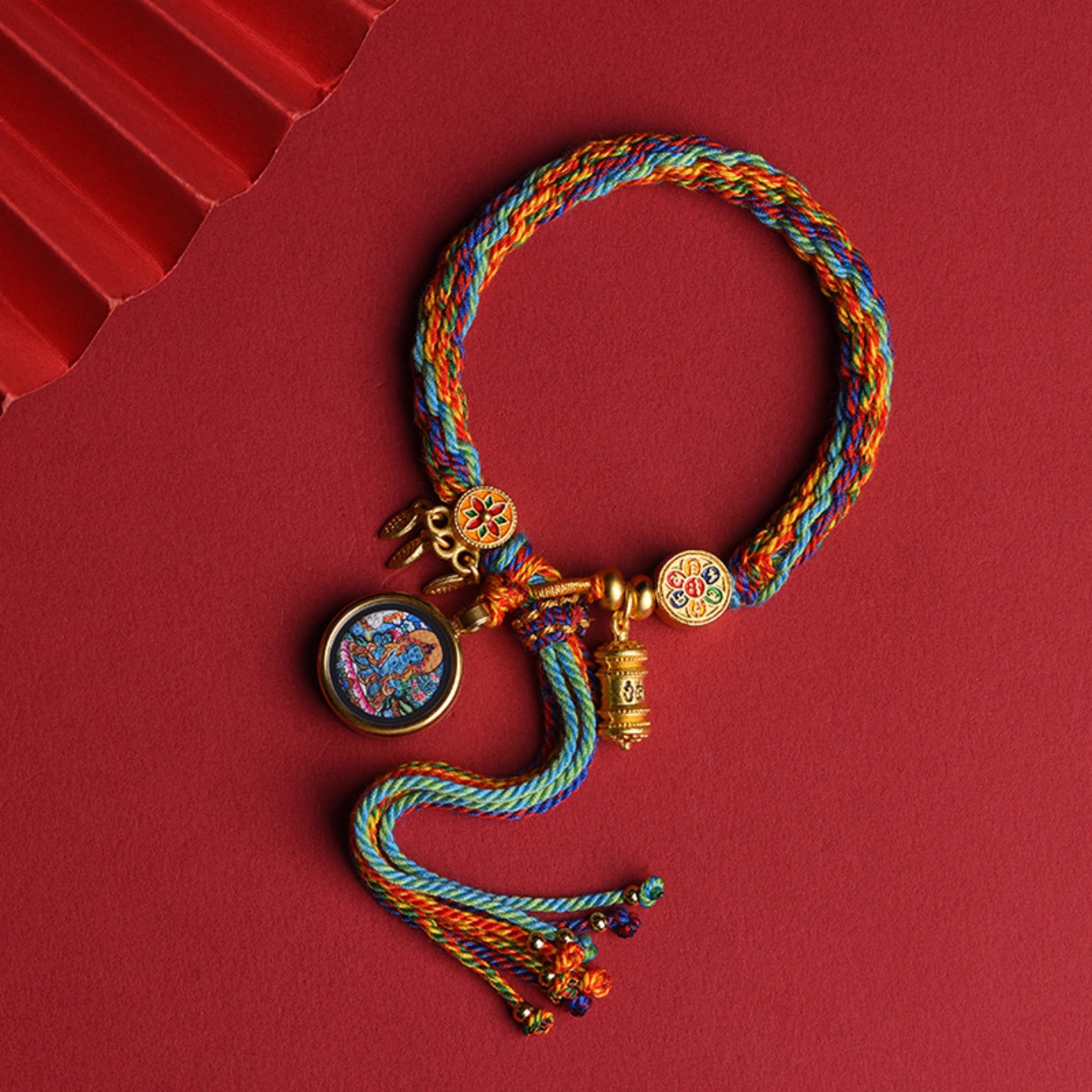 Tibetan Handwoven Thangka Protector Buddha Cotton Bracelet