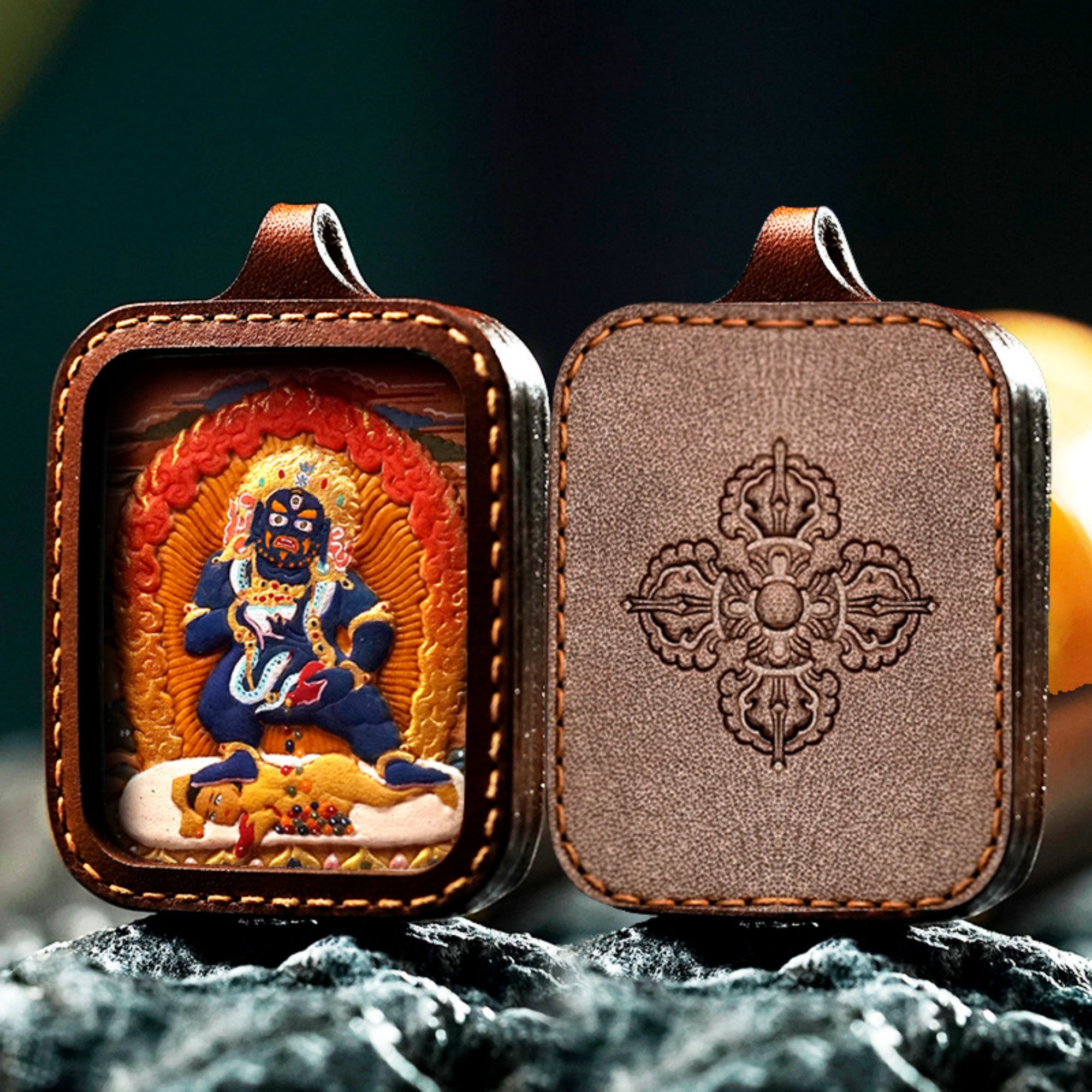 QiLing Aura Handcrafted Zakiram Thangka Pendant Necklace