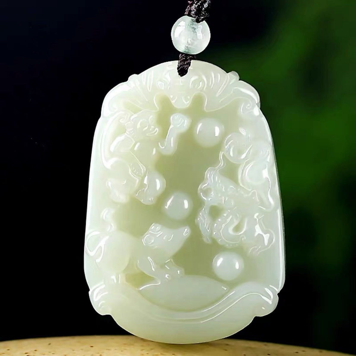 Natural Jade Zodiac Trine Lucky Charm Necklace
