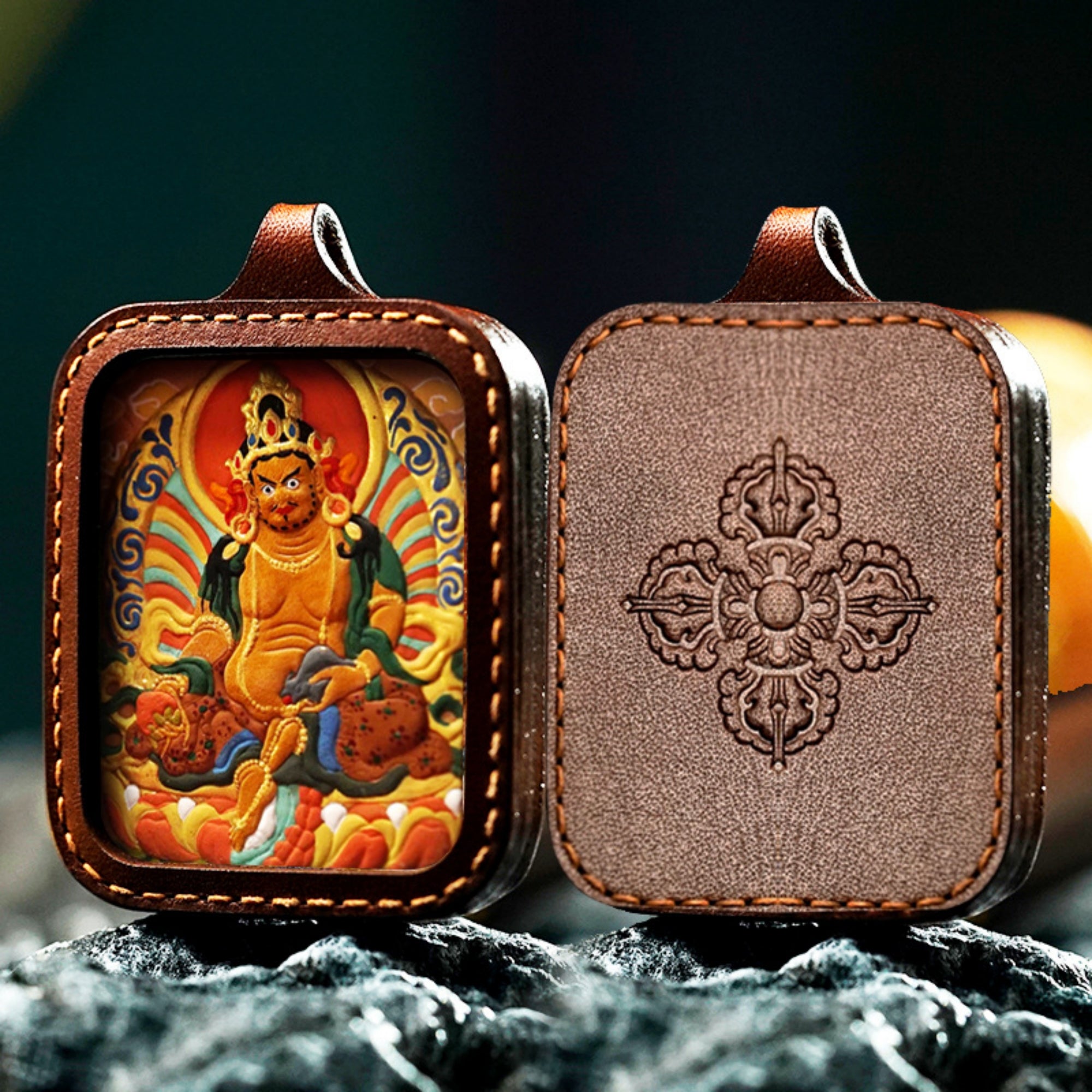 QiLing Aura Handcrafted Zakiram Thangka Pendant Necklace