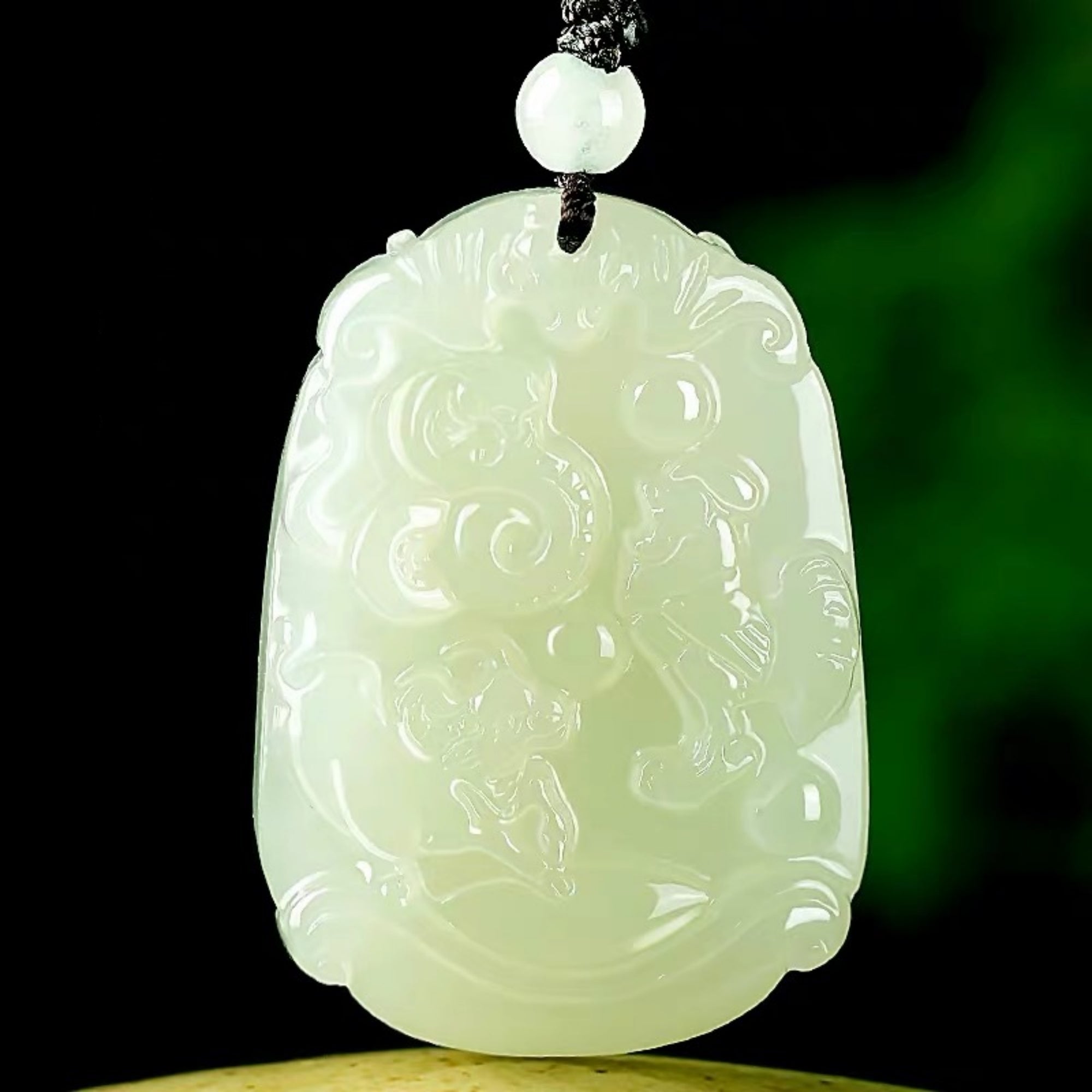 Natural Jade Zodiac Trine Lucky Charm Necklace