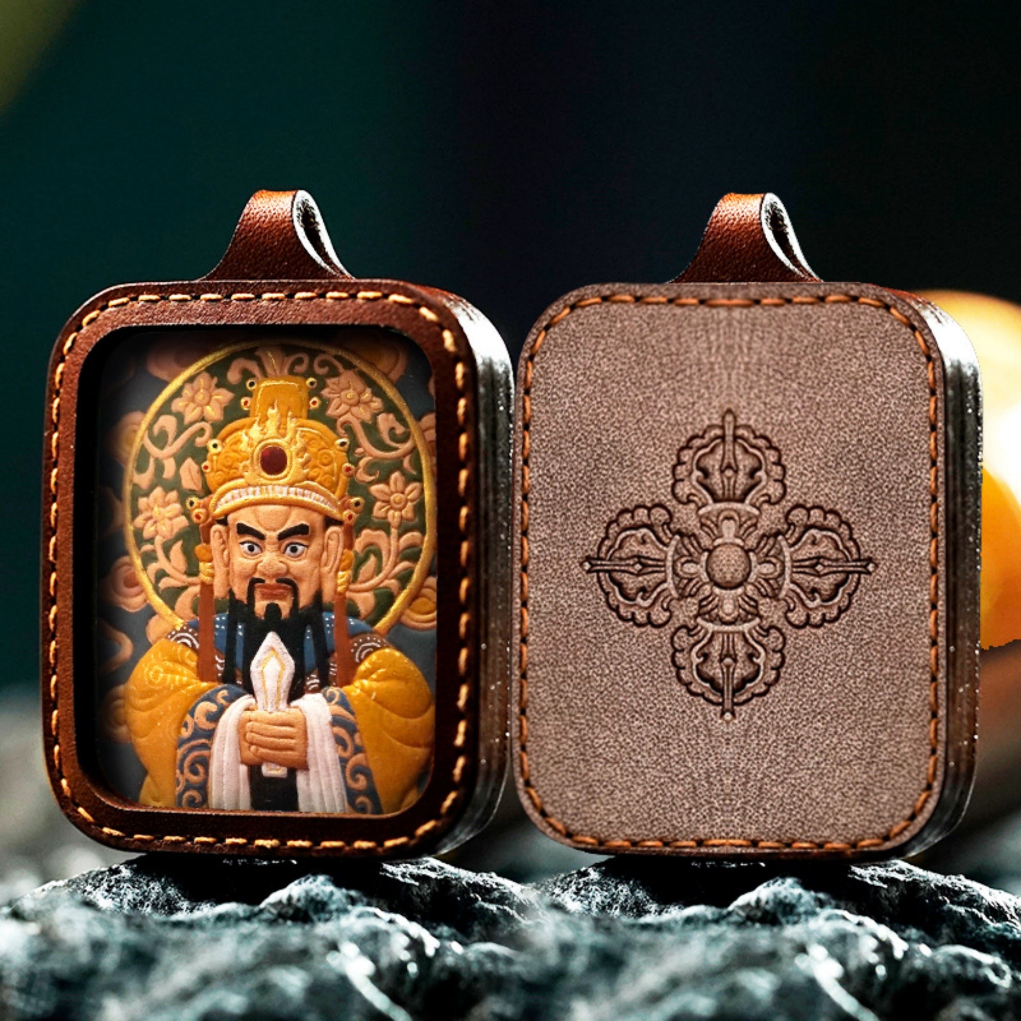 QiLing Aura Handcrafted Zakiram Thangka Pendant Necklace