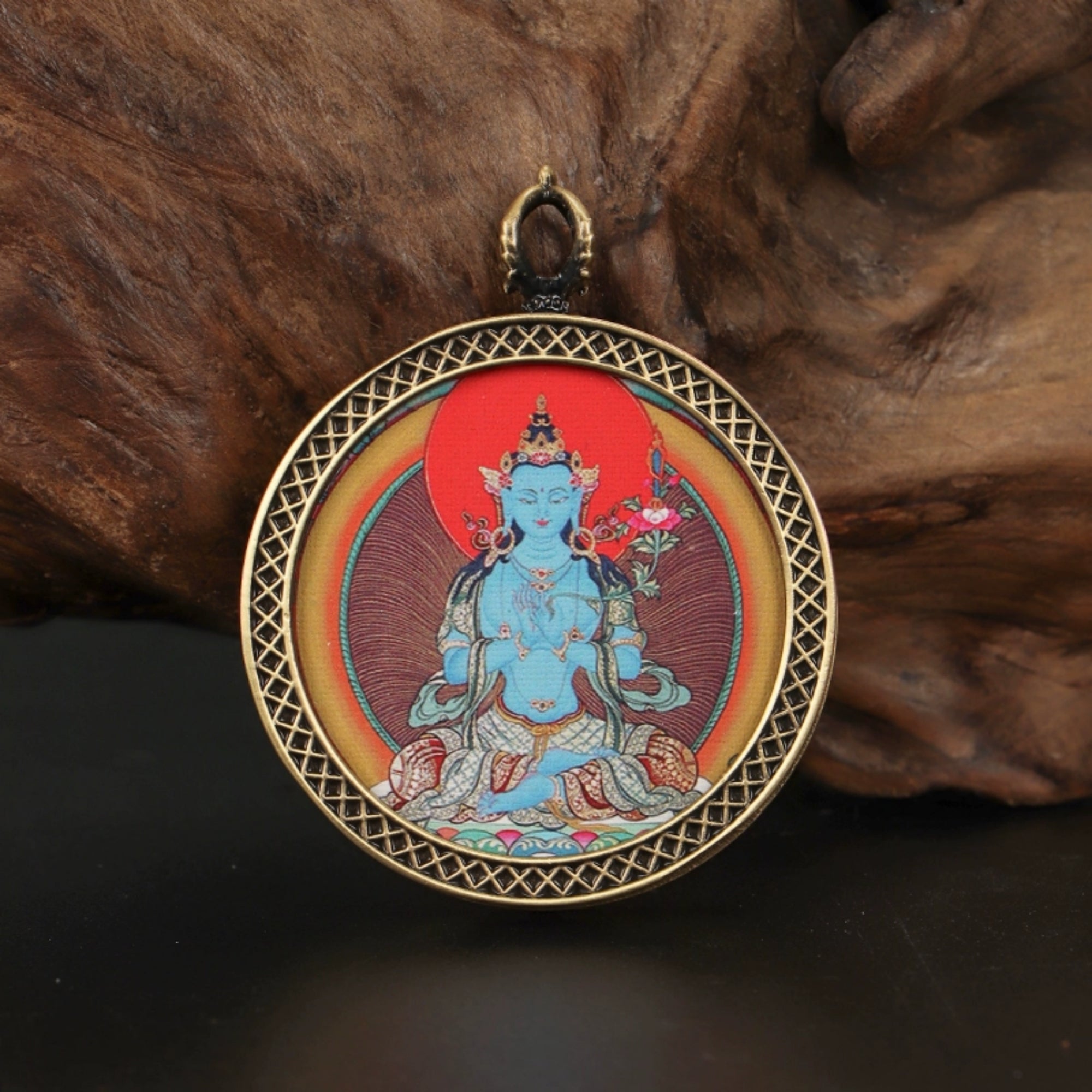 Tibetan Buddhist Circular Thangka Necklace