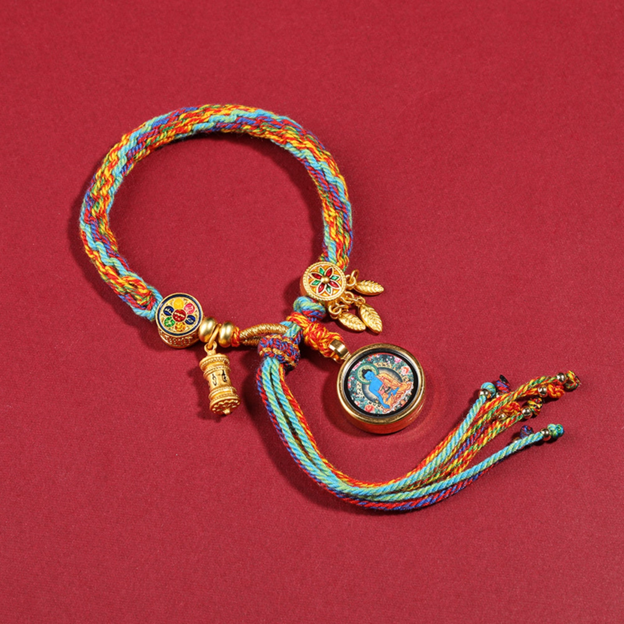 Tibetan Handwoven Thangka Protector Buddha Cotton Bracelet