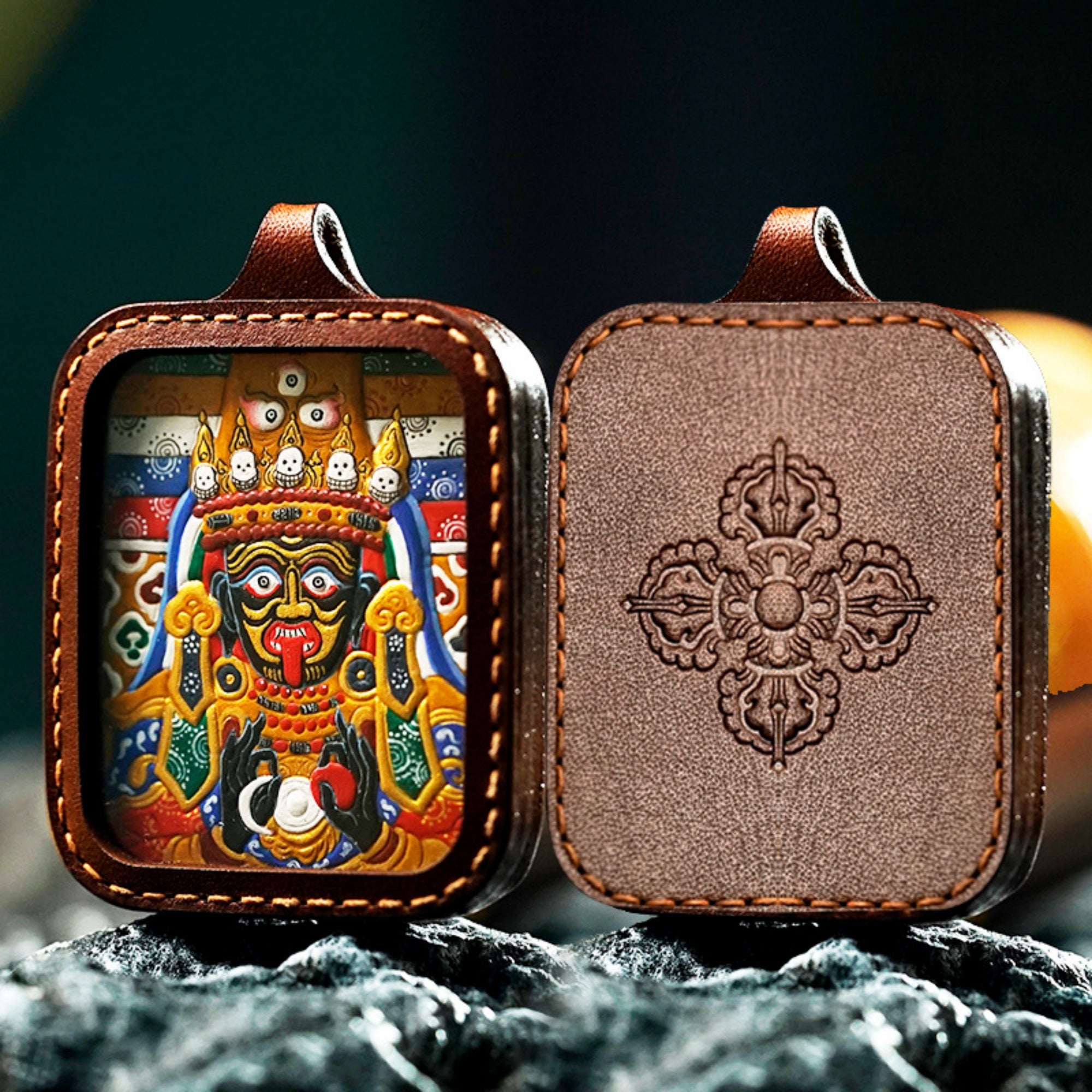 QiLing Aura Handcrafted Zakiram Thangka Pendant Necklace