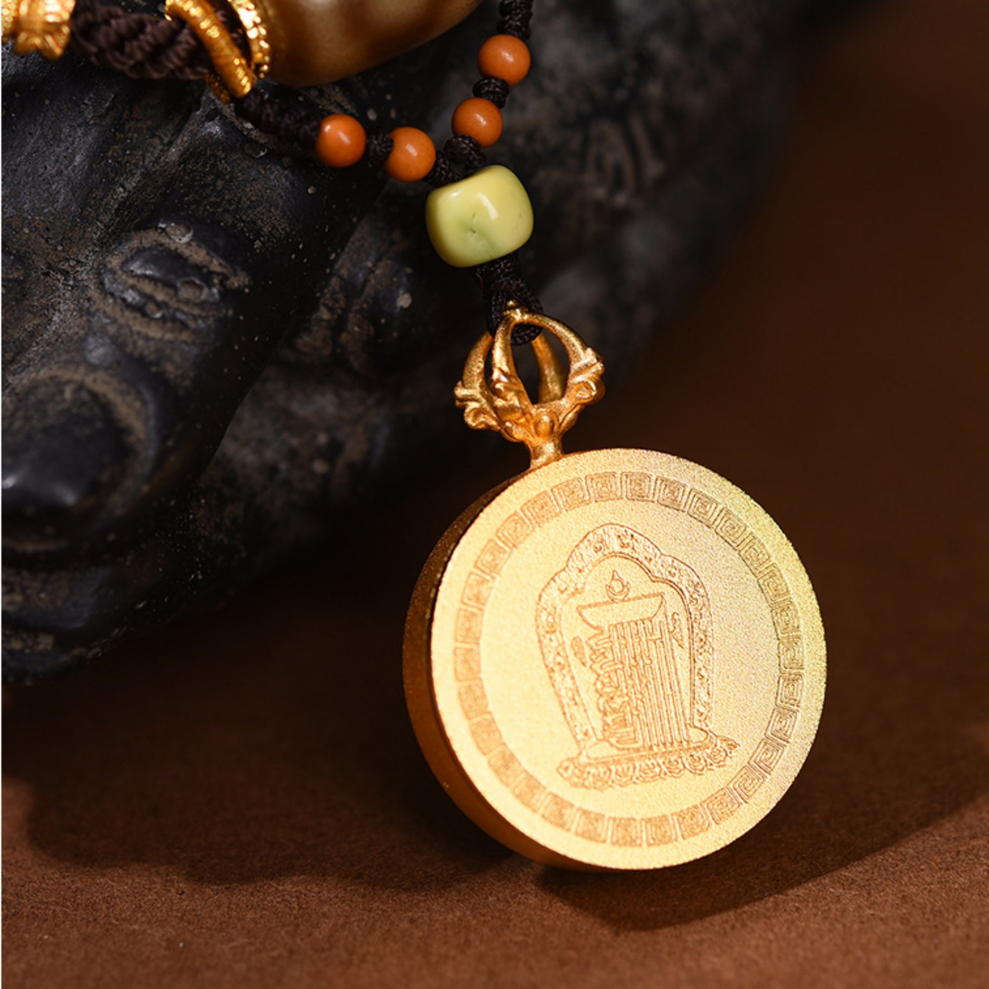 QiLing Aura Handcrafted Green Tara Thangka Necklace