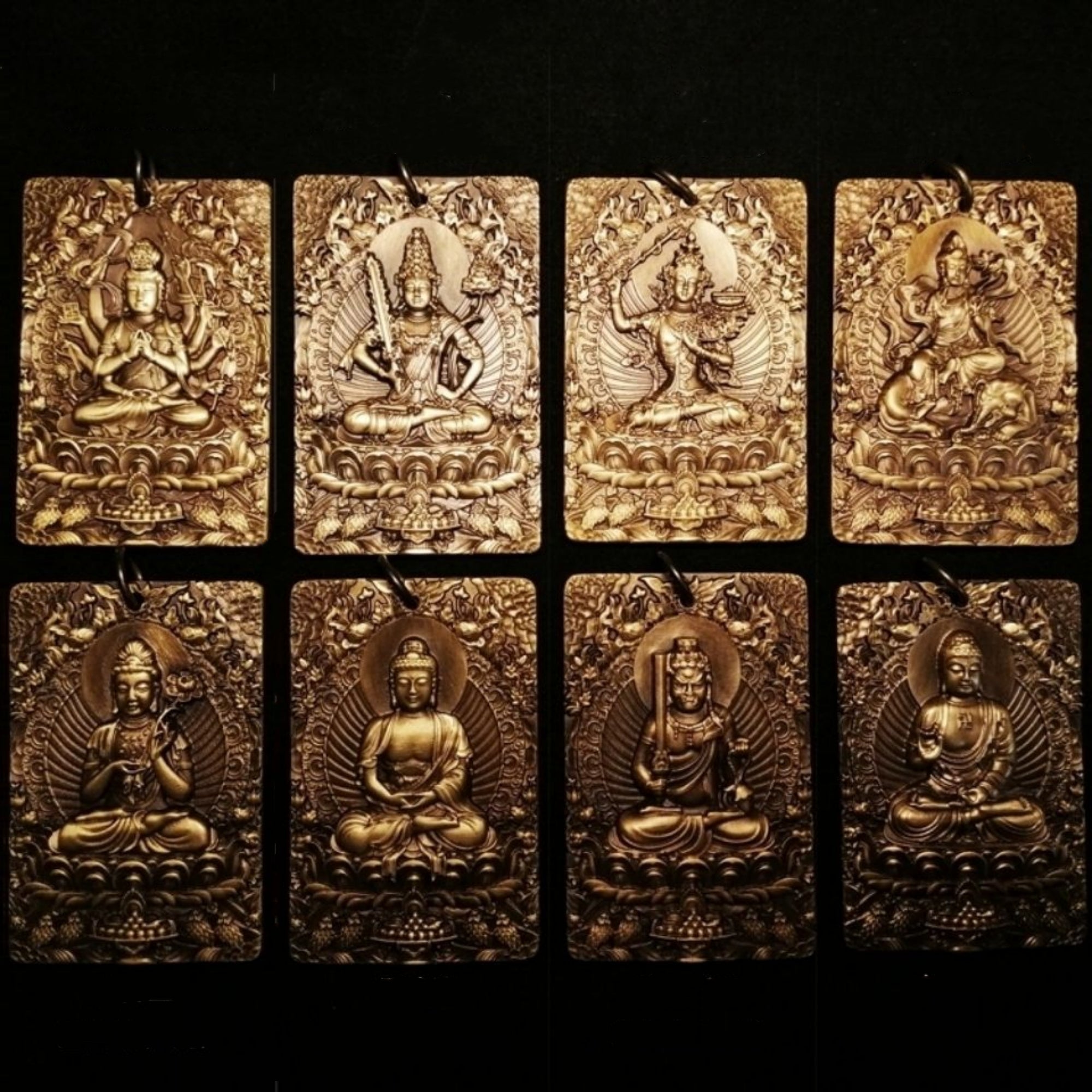 Tibetan Brass Zodiac Guardian Buddha Amulet Pendant