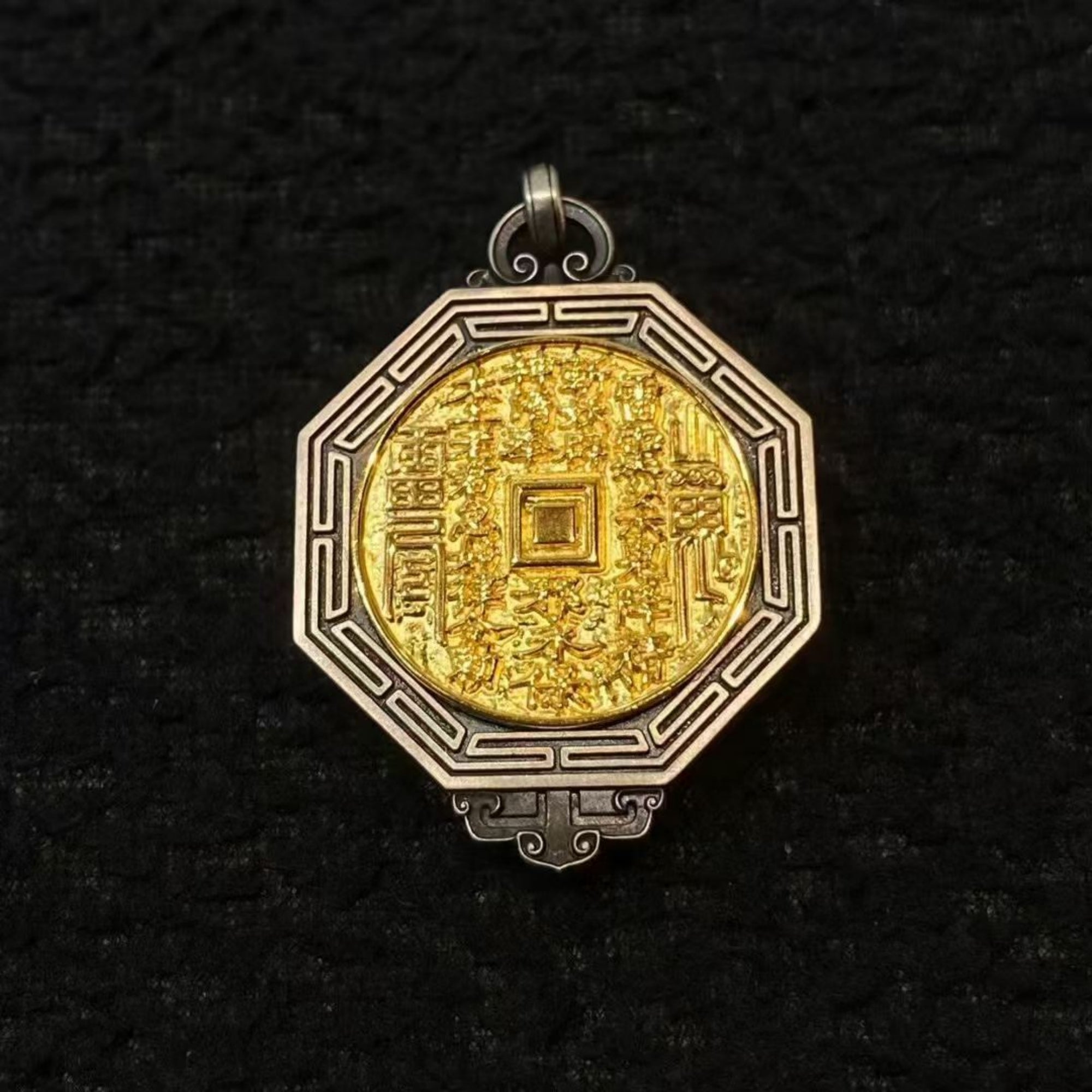 Tibetan Auspicious Lion & Sword of Wisdom Pendant Necklace