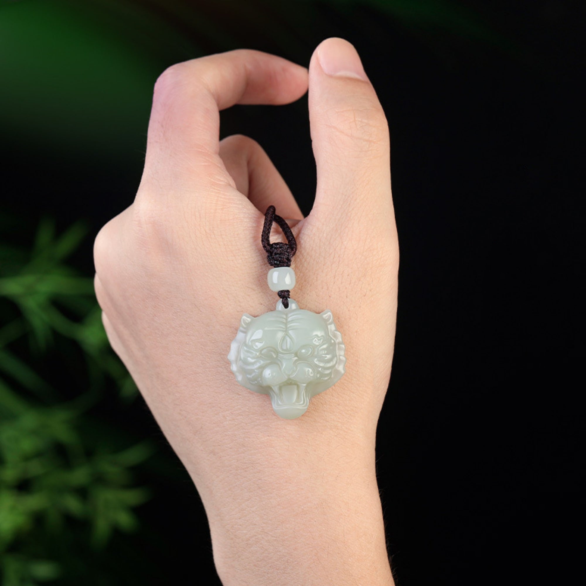 Natural Jade Tiger Zodiac Lucky Charm Necklace