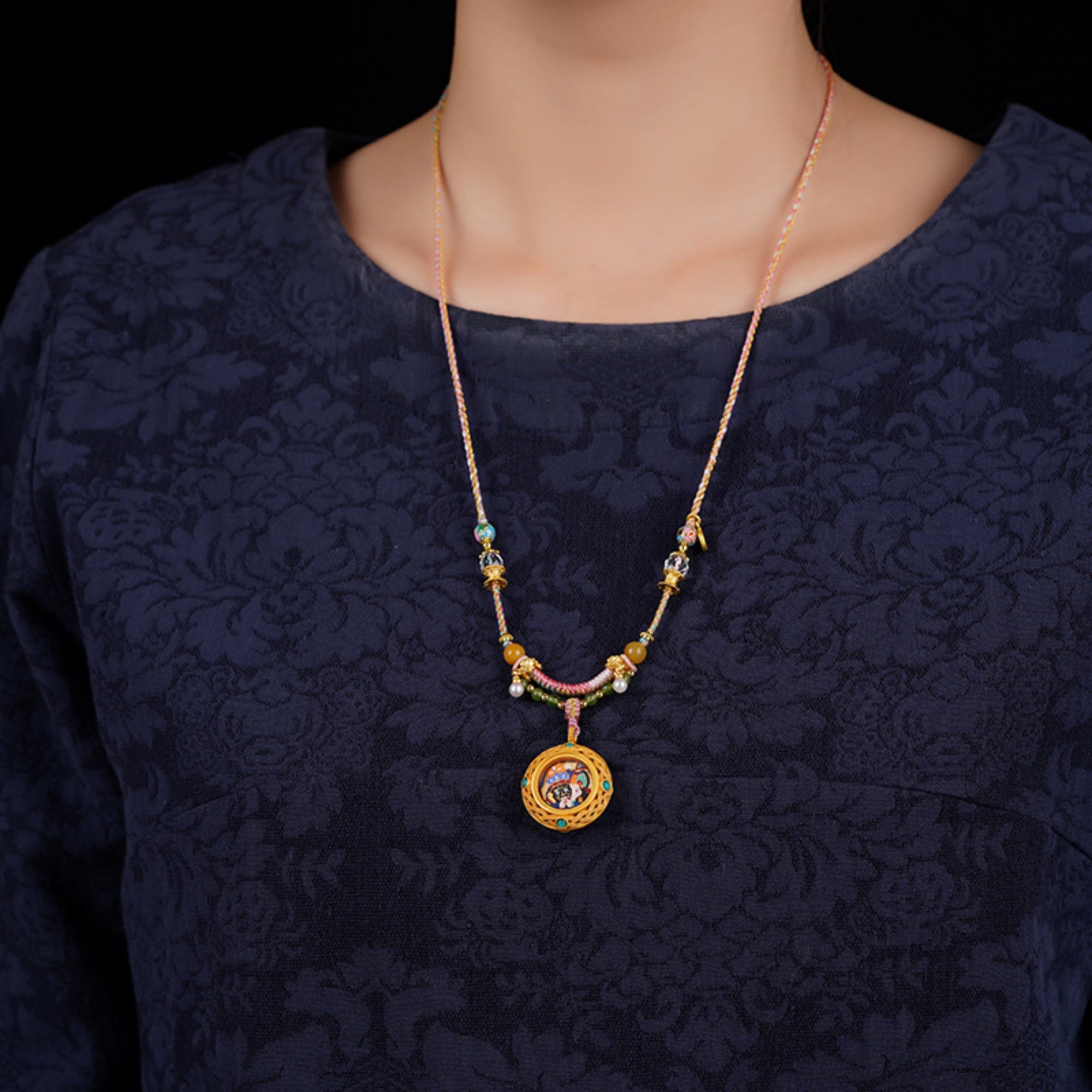 Zakiram Tibetan Hand-Painted Thangka Necklace