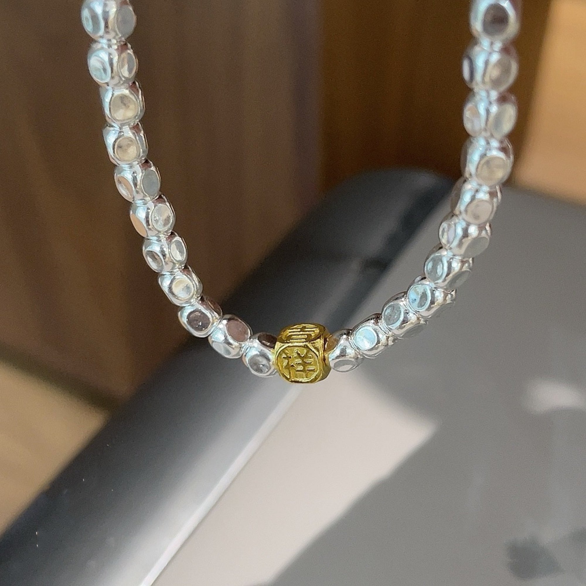 Auspicious Blessings Pure Silver Mala Bracelet