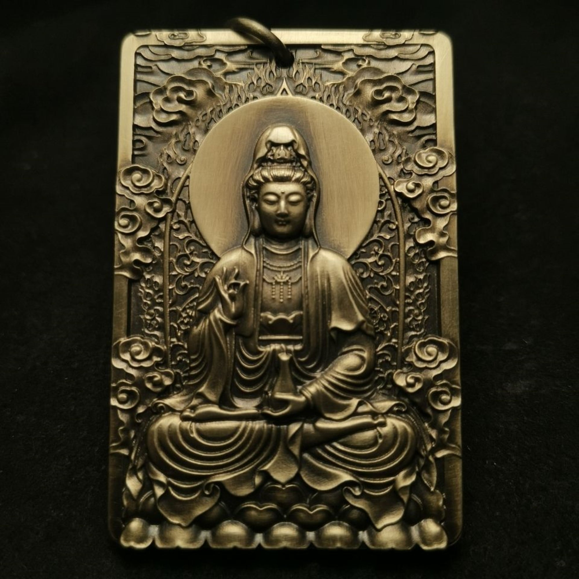 Brass Guanyin Bodhisattva (Avalokiteshvara) Amulet Pendant Necklace