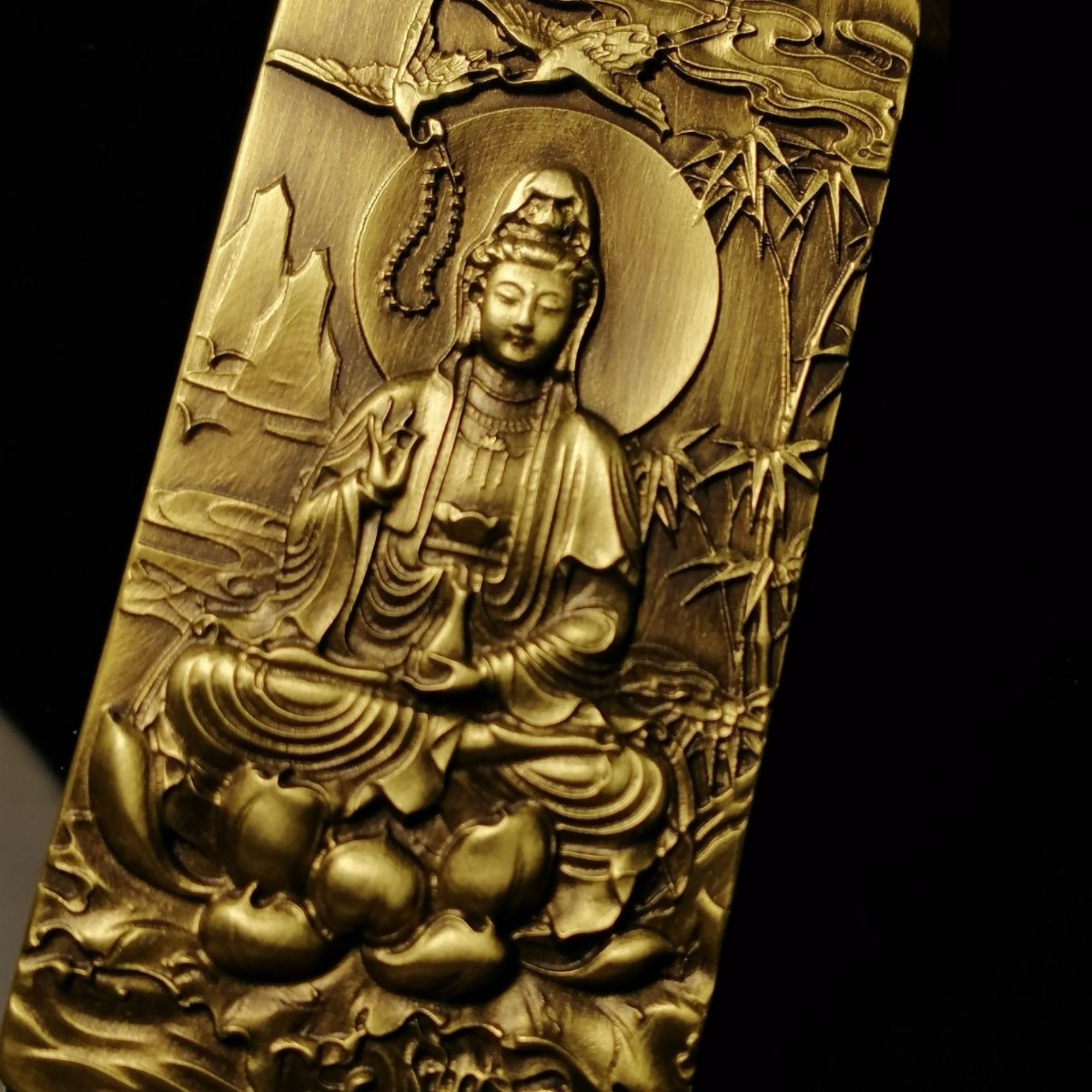 Brass South Sea Guanyin Bodhisattva (Avalokiteshvara) Amulet Pendant Necklace