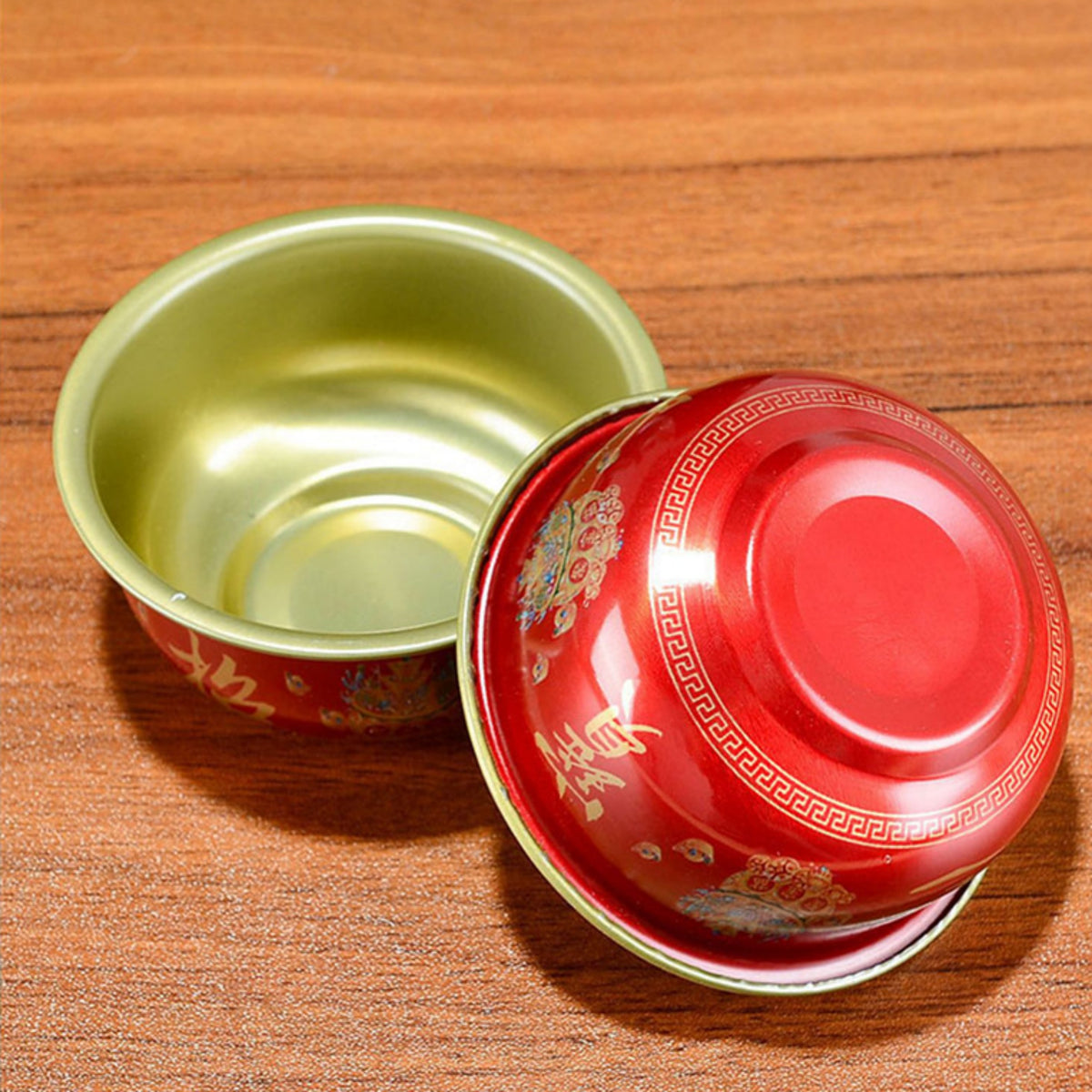 Hand-Painted Tibetan Brass Water Offering Bowls – Set of 7
